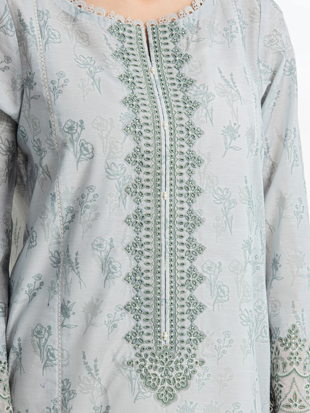 Pret Embroidered Lawn Slub Suit - EWTKE24-69640-3P - Image 3
