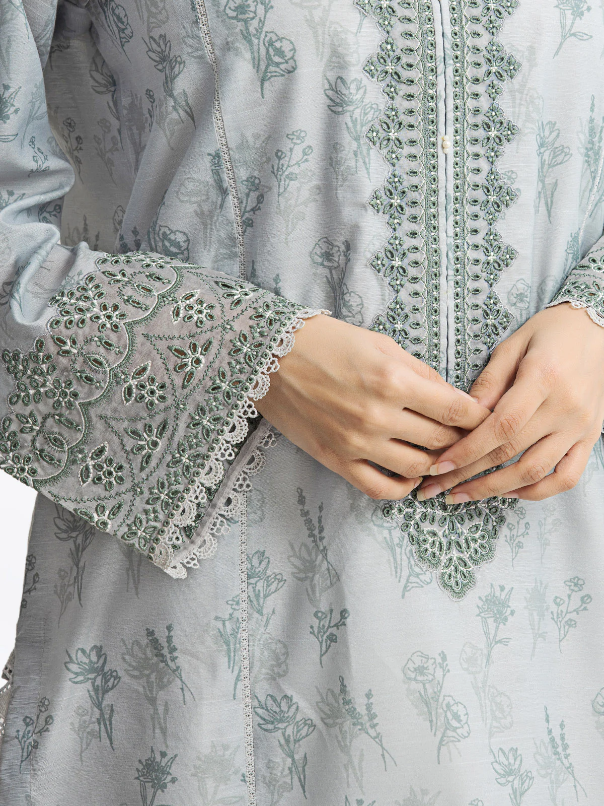 Pret Embroidered Lawn Slub Suit - EWTKE24-69640-3P - Image 4