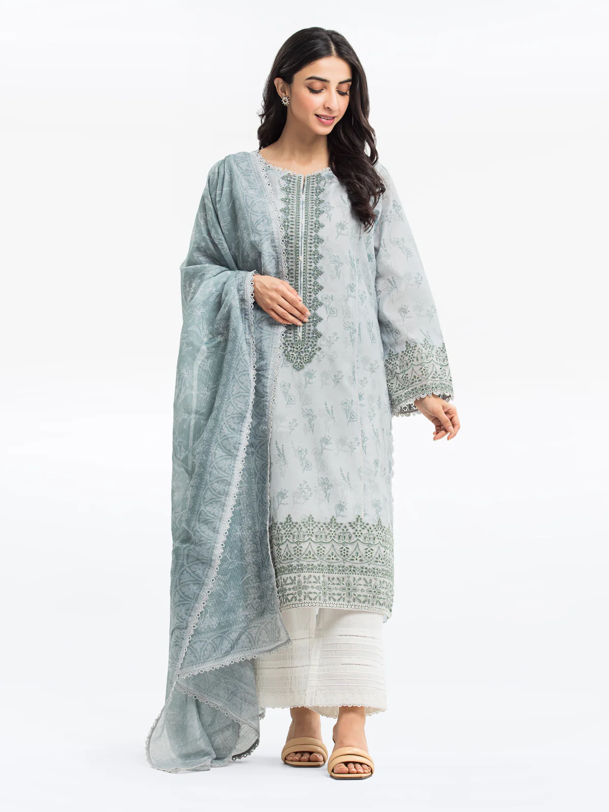 Pret Embroidered Lawn Slub Suit - EWTKE24-69640-3P - Image 5
