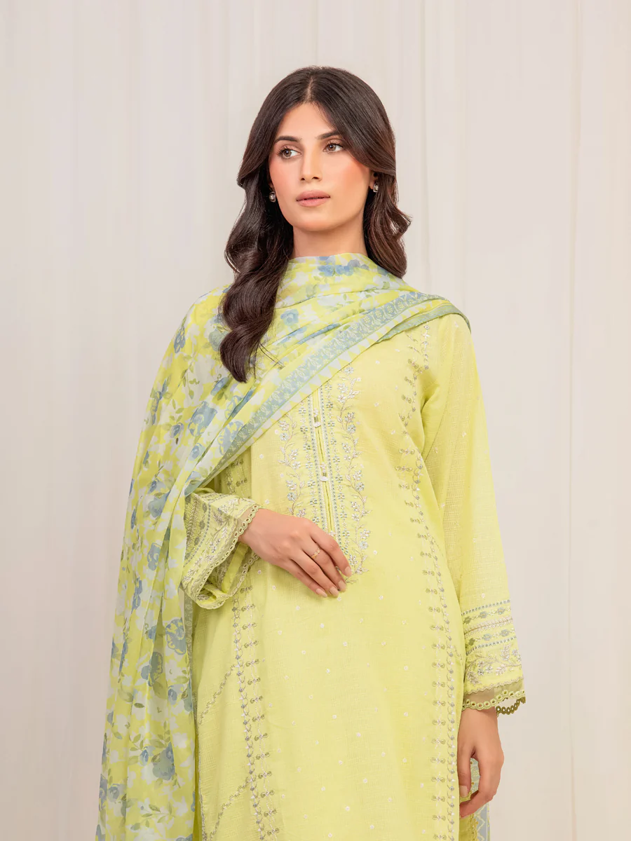 Pret Embroidered Lawn Slub Suit - EWTKE5-82108-3P - Image 2