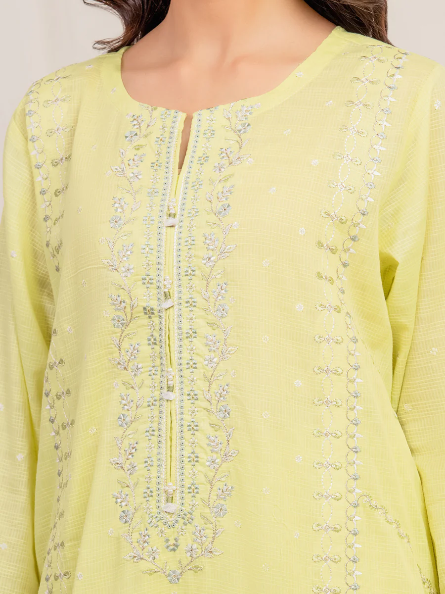 Pret Embroidered Lawn Slub Suit - EWTKE5-82108-3P - Image 3