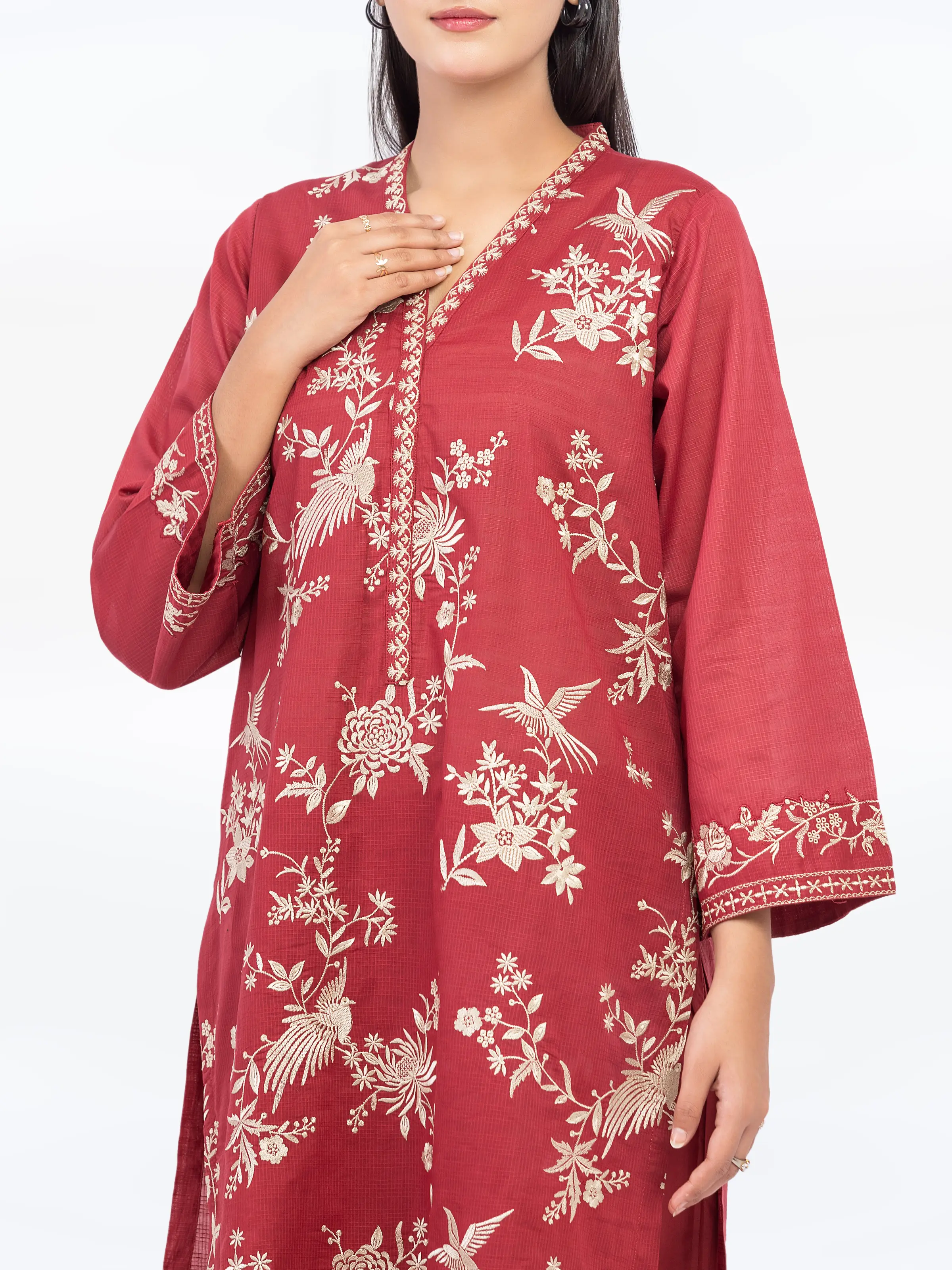 Pret Embroidered Lawn Slub Suit - EWTKE5-82111-3P - Image 2