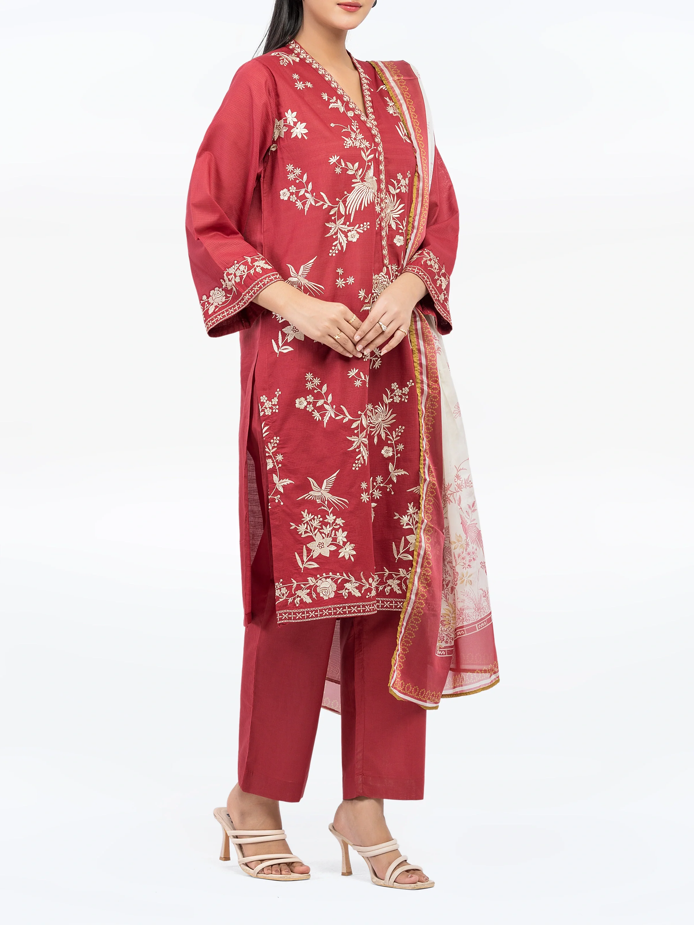 Pret Embroidered Lawn Slub Suit - EWTKE5-82111-3P - Image 5