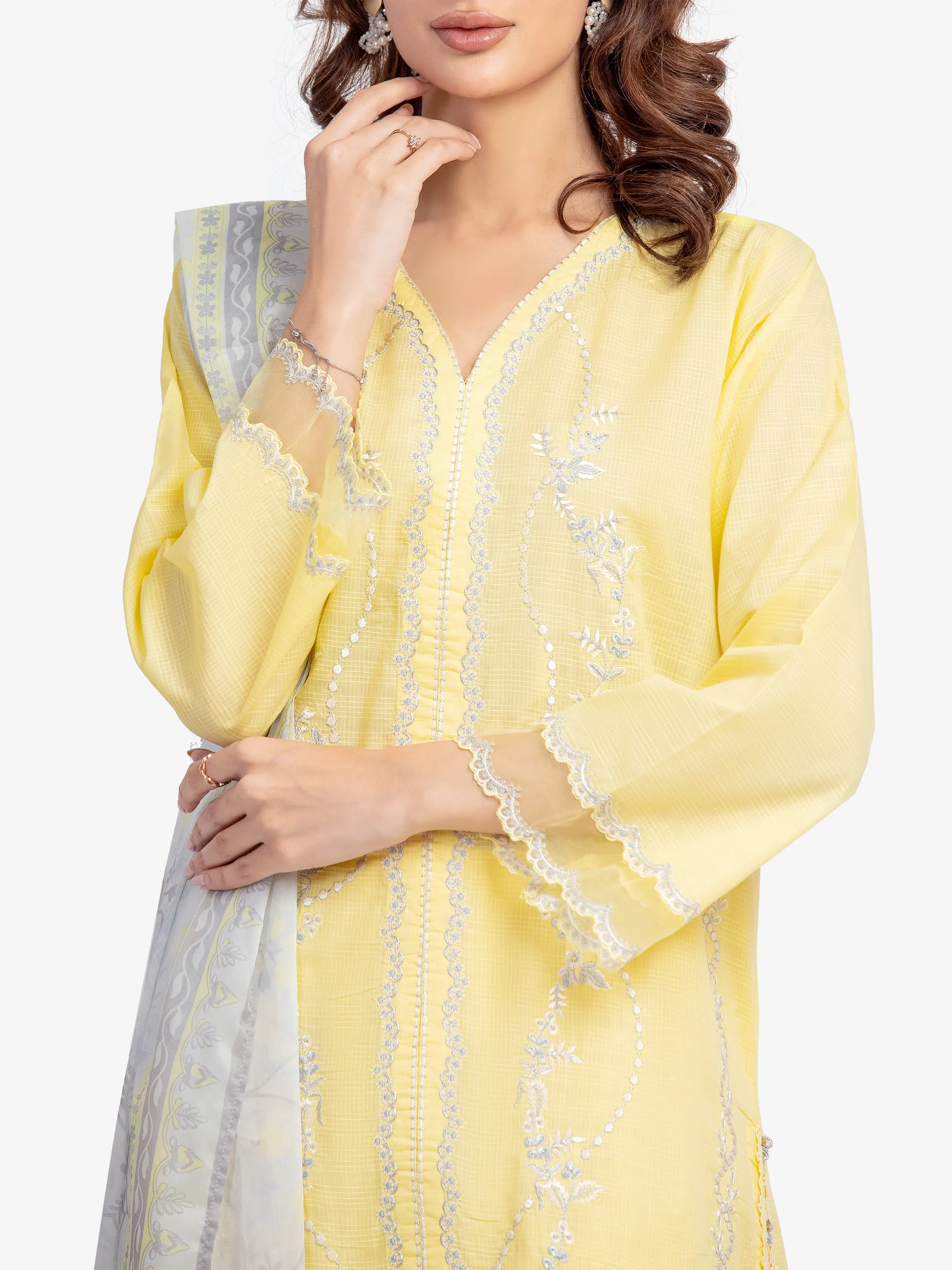 Pret Embroidered Lawn Slub Suit - EWTKE5-82112-3P - Image 2