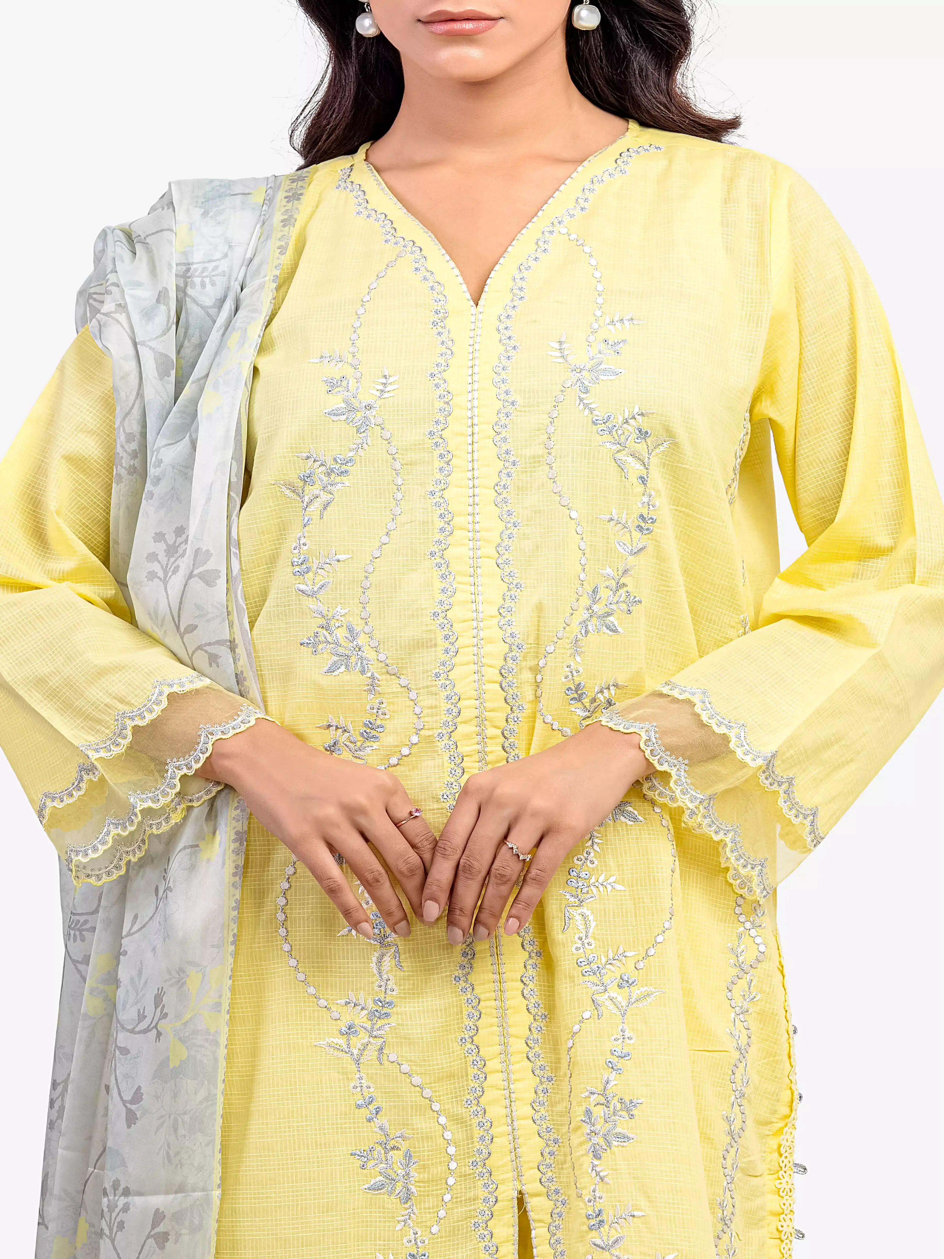 Pret Embroidered Lawn Slub Suit - EWTKE5-82112-3P - Image 4
