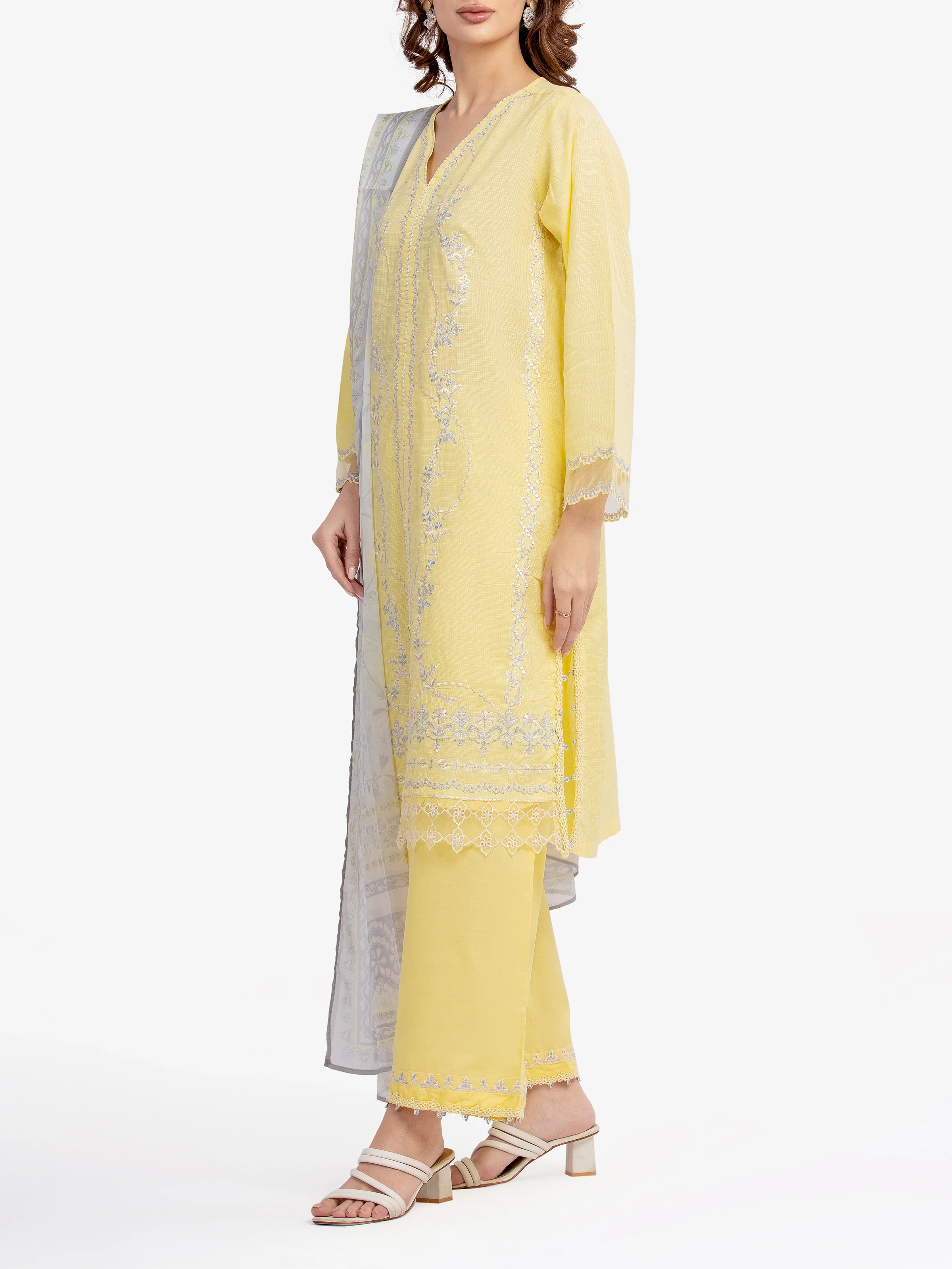 Pret Embroidered Lawn Slub Suit - EWTKE5-82112-3P - Image 6