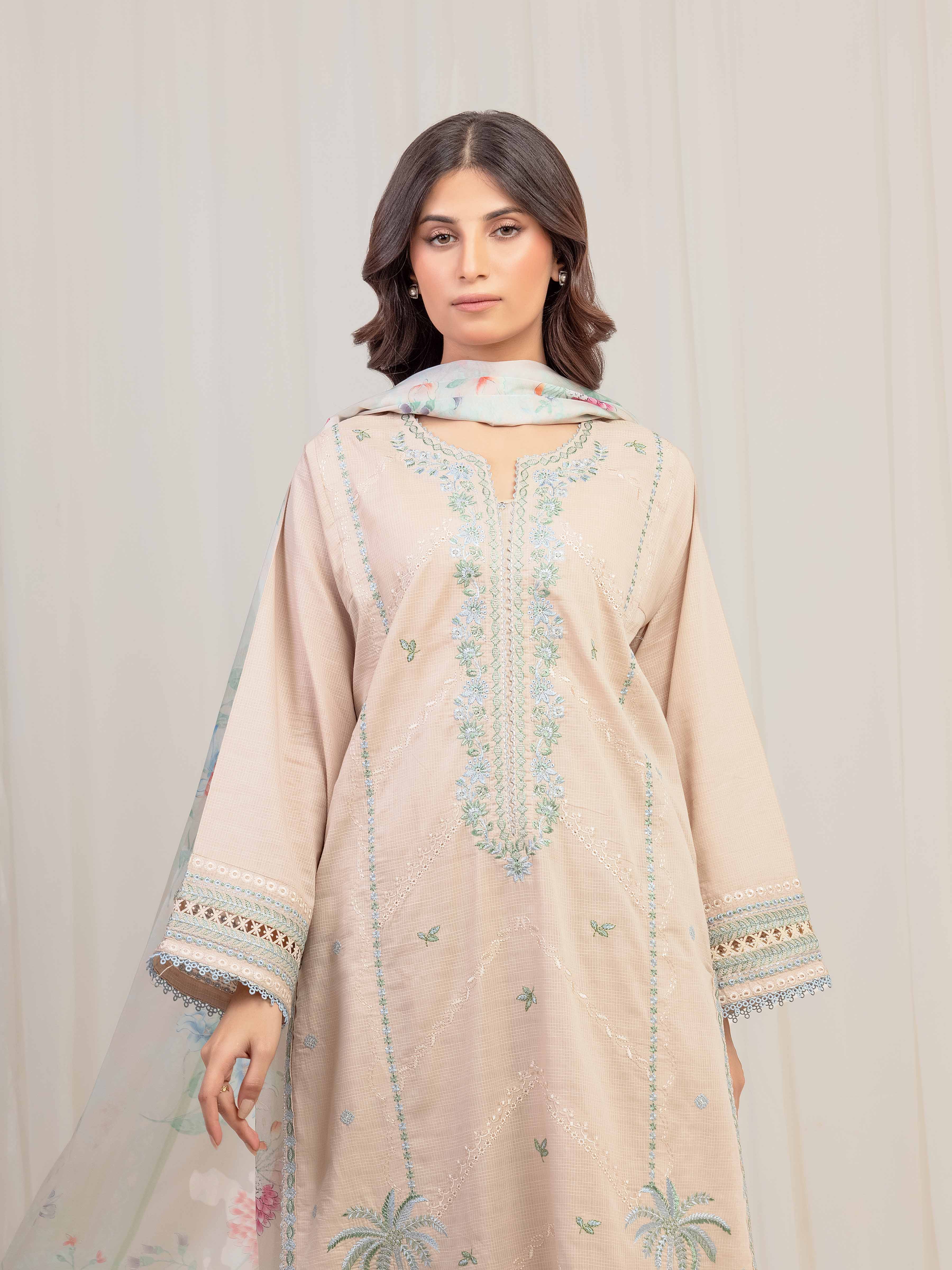 Pret Embroidered Lawn Slub Suit - EWTKE5-82113-3P - Image 2
