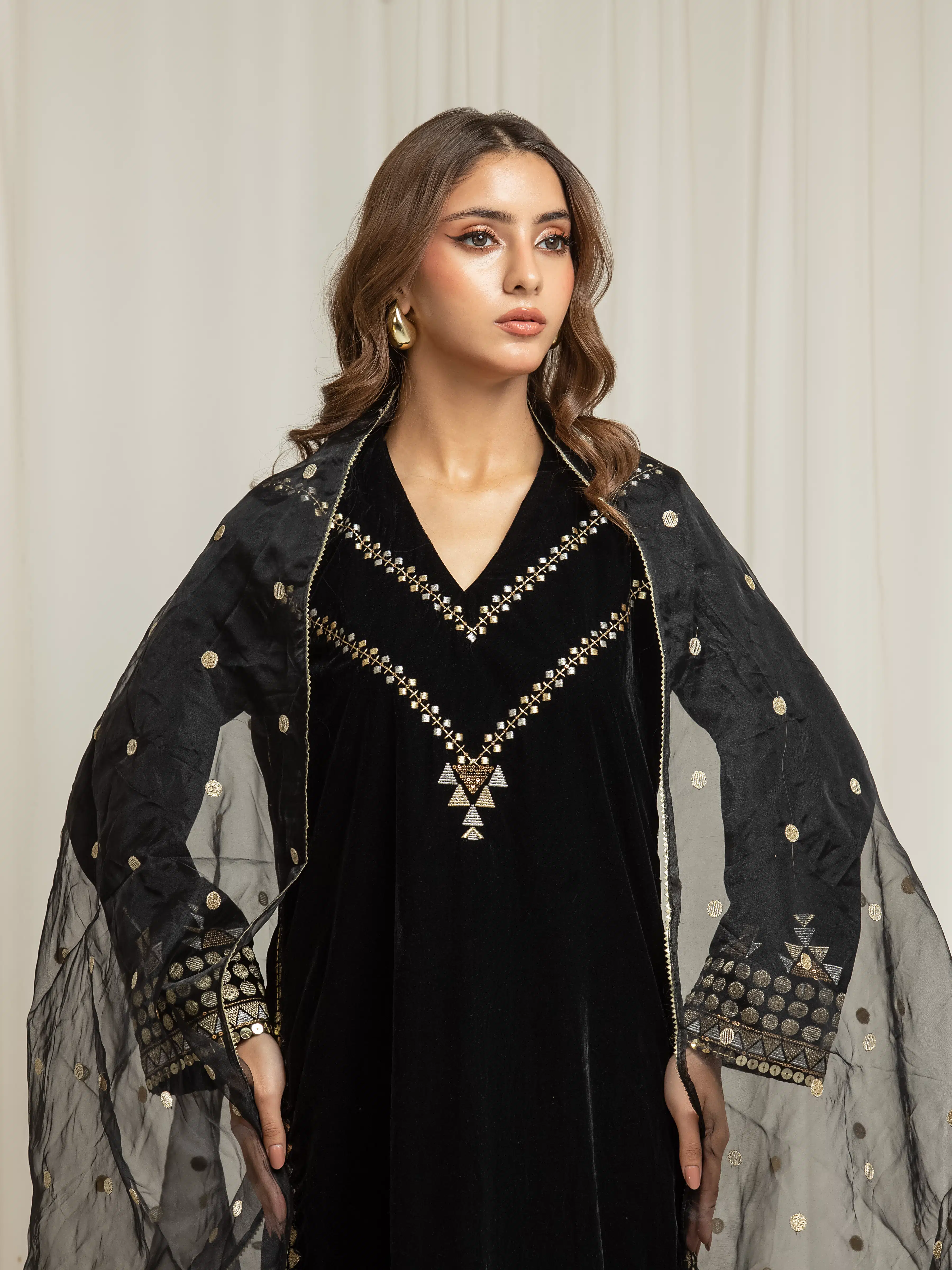 Pret Embroidered Velvet Suit - EWTPLED5-00055-3P - Image 2
