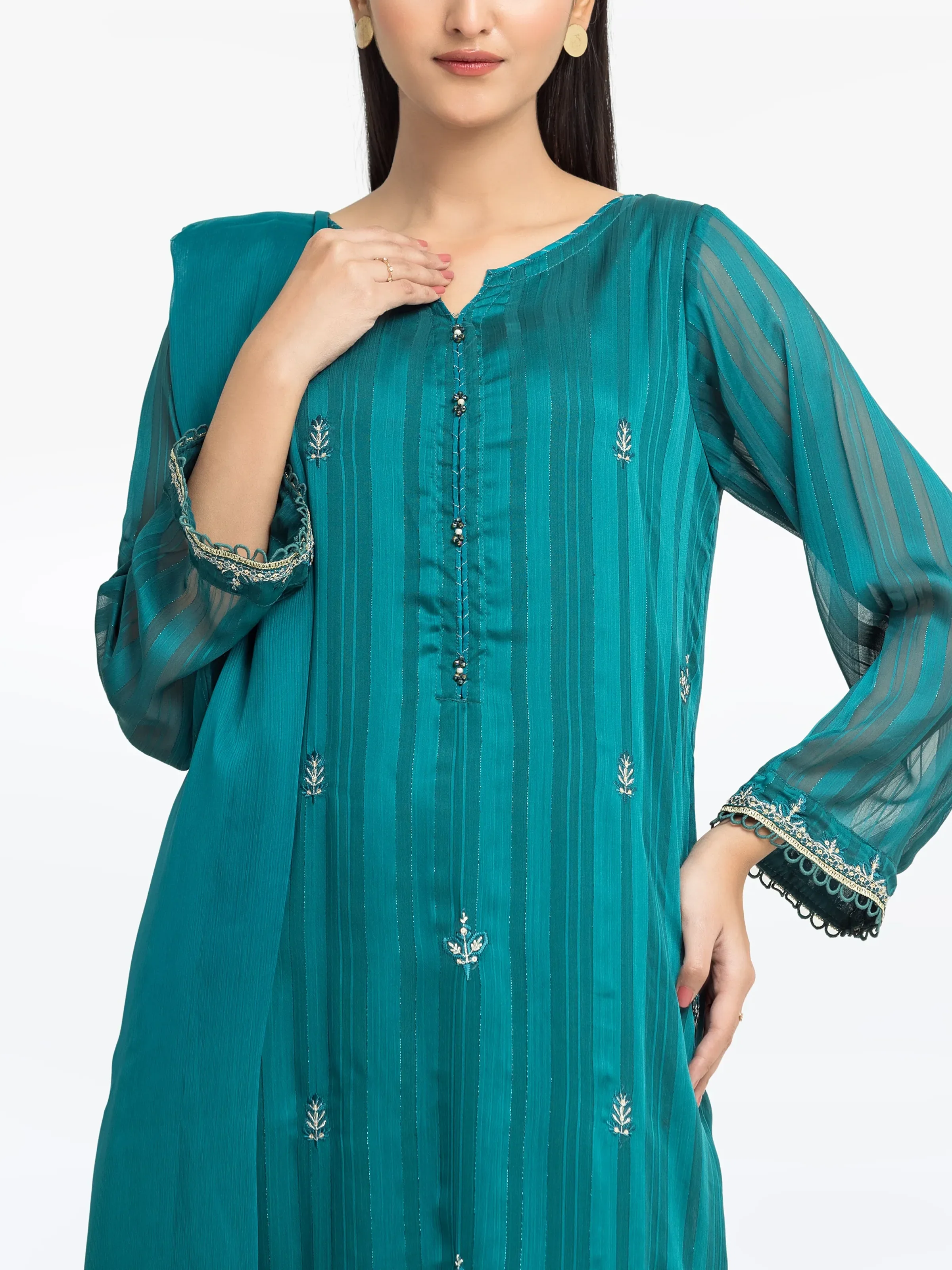 Pret Embroidered Georgette Suit - EWTPLE5-00048-3P - Image 2
