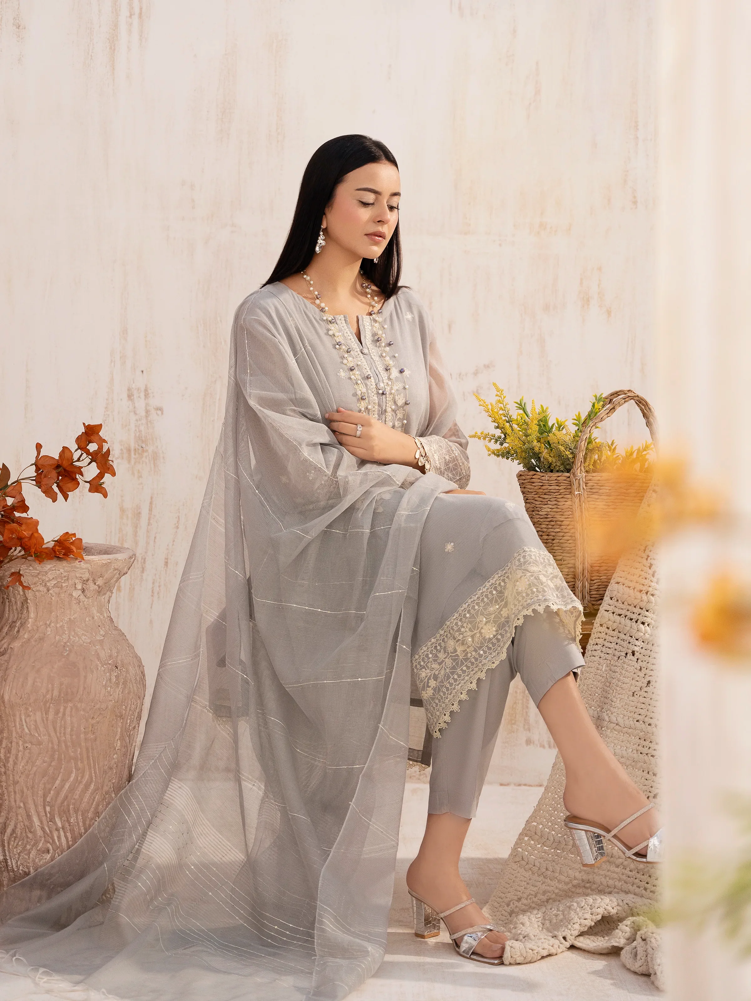 Pret Embroidered Cotton Net Suit - EWTPLE24-00031-3P - Image 6