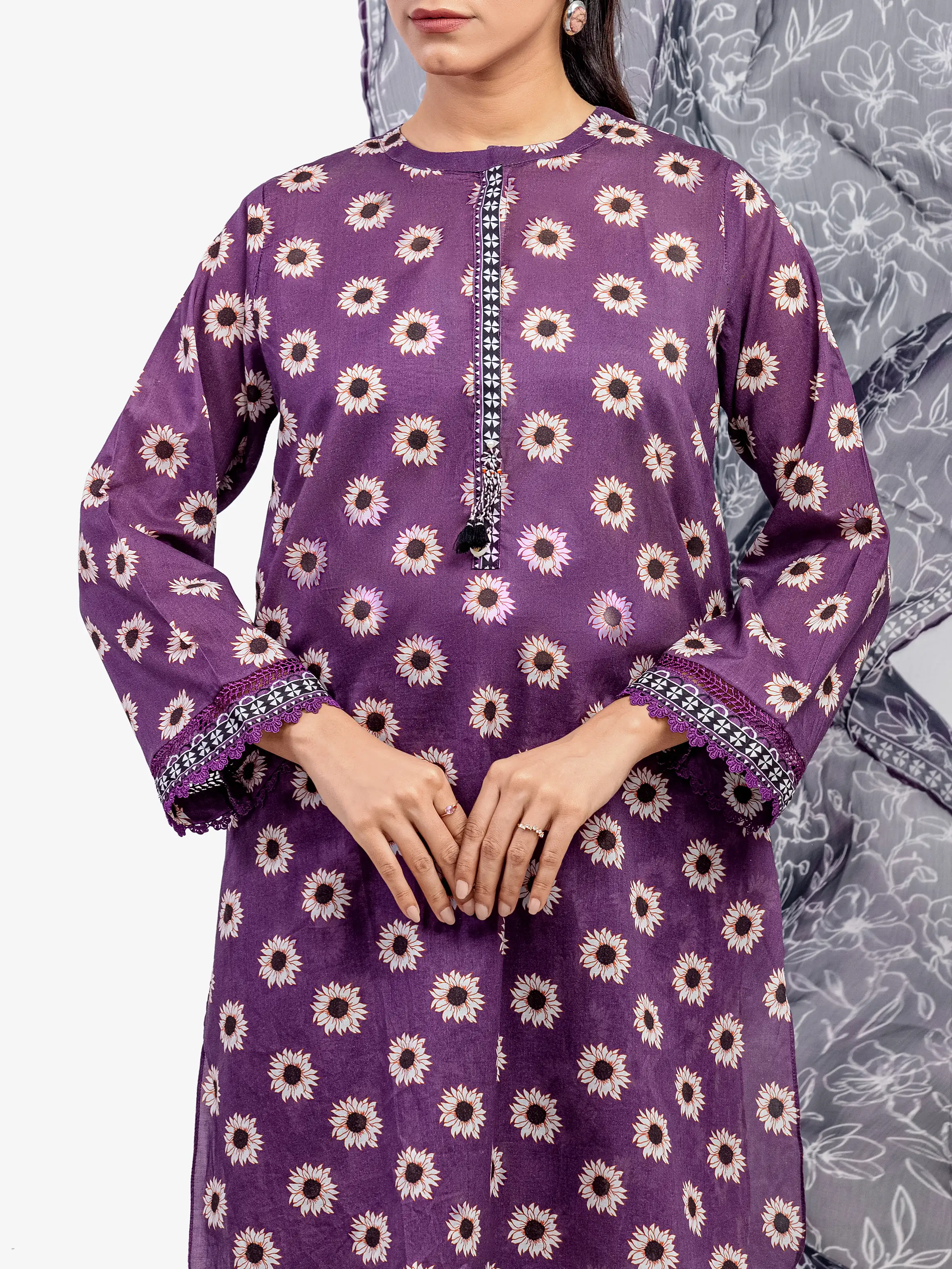 Pret Printed Lawn Suit - EWTKP5-81995-3P - Image 2