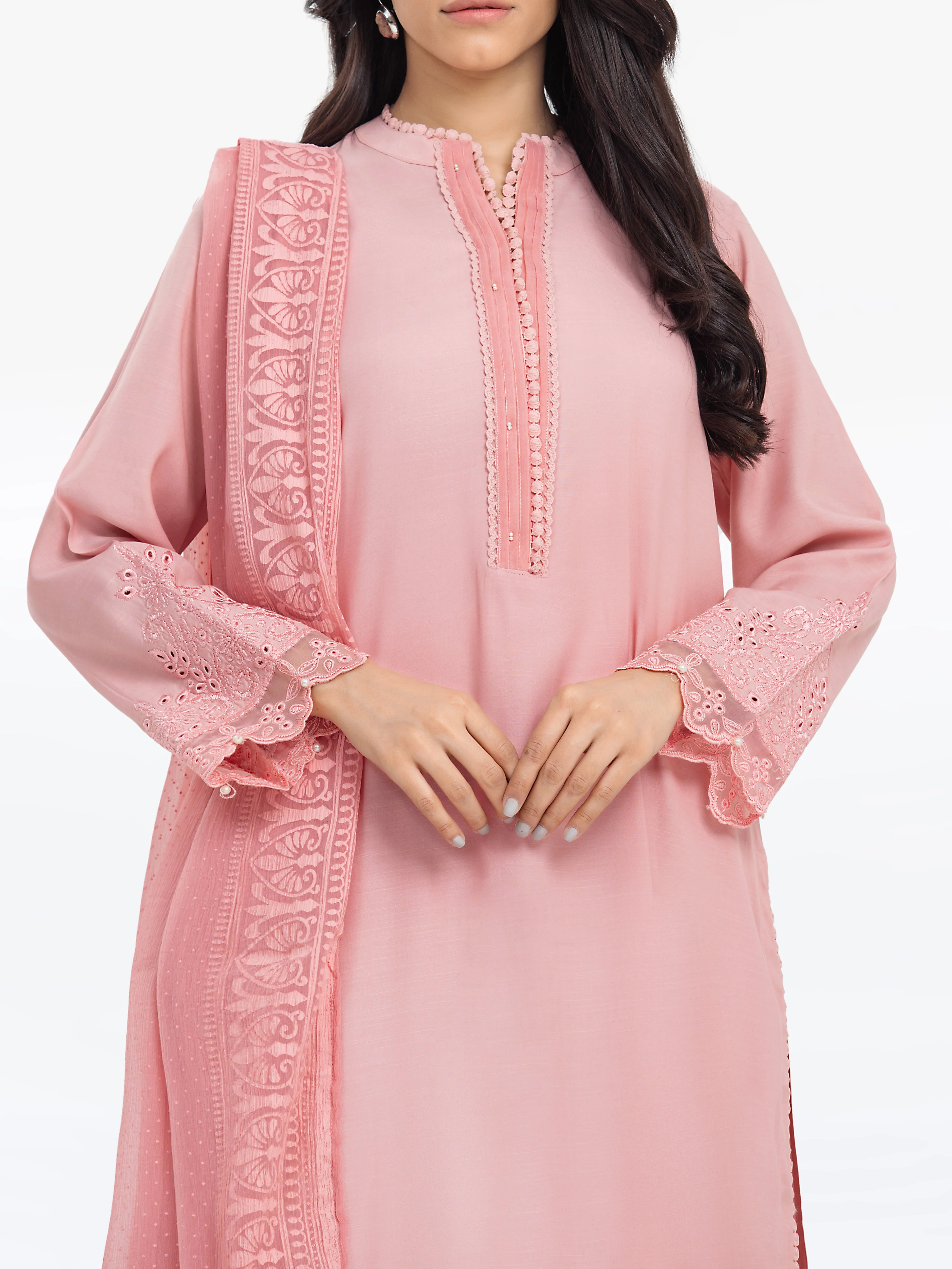 Pret Embroidered Raw Silk Suit - EWTPLE24-00020-3P - Image 2