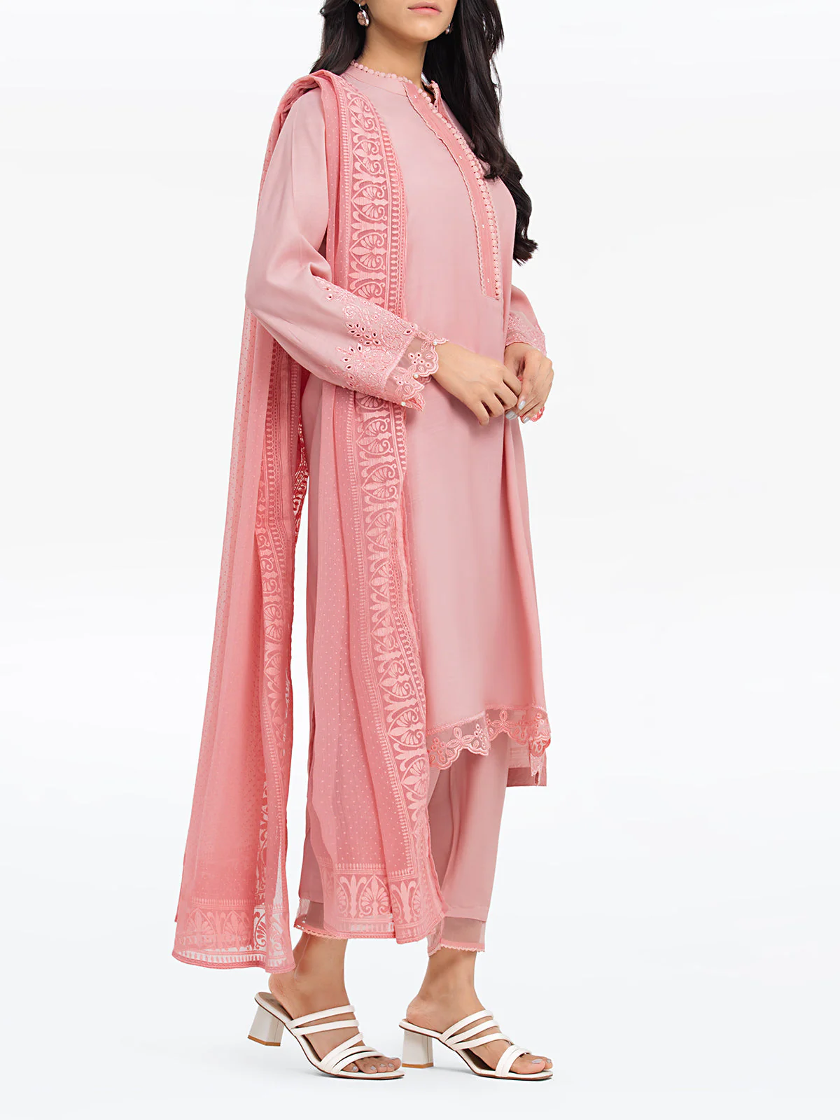 Pret Embroidered Raw Silk Suit - EWTPLE24-00020-3P - Image 3