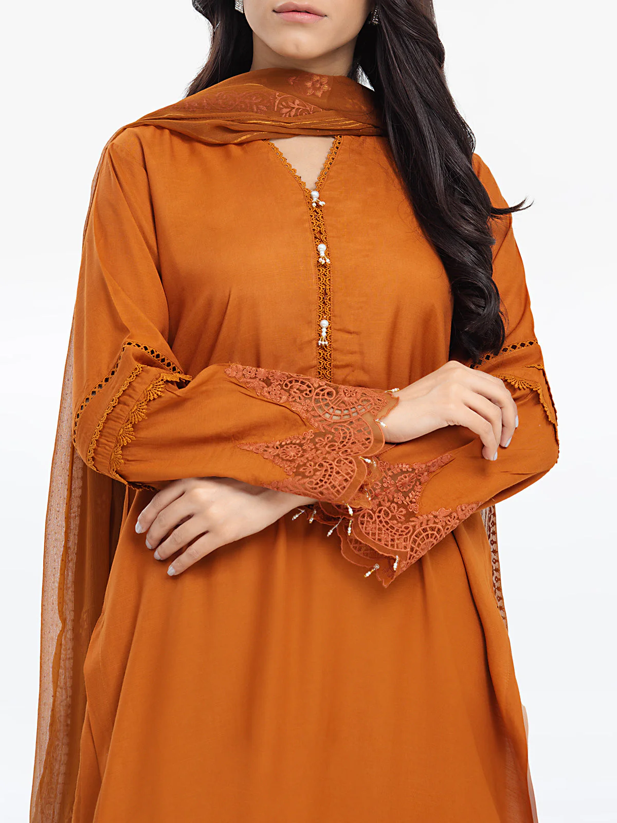 Pret Embroidered Raw Silk Suit - EWTPLE24-00022-3P - Image 2