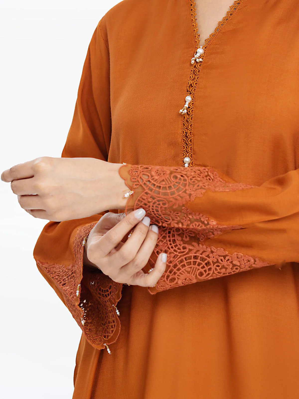 Pret Embroidered Raw Silk Suit - EWTPLE24-00022-3P - Image 4