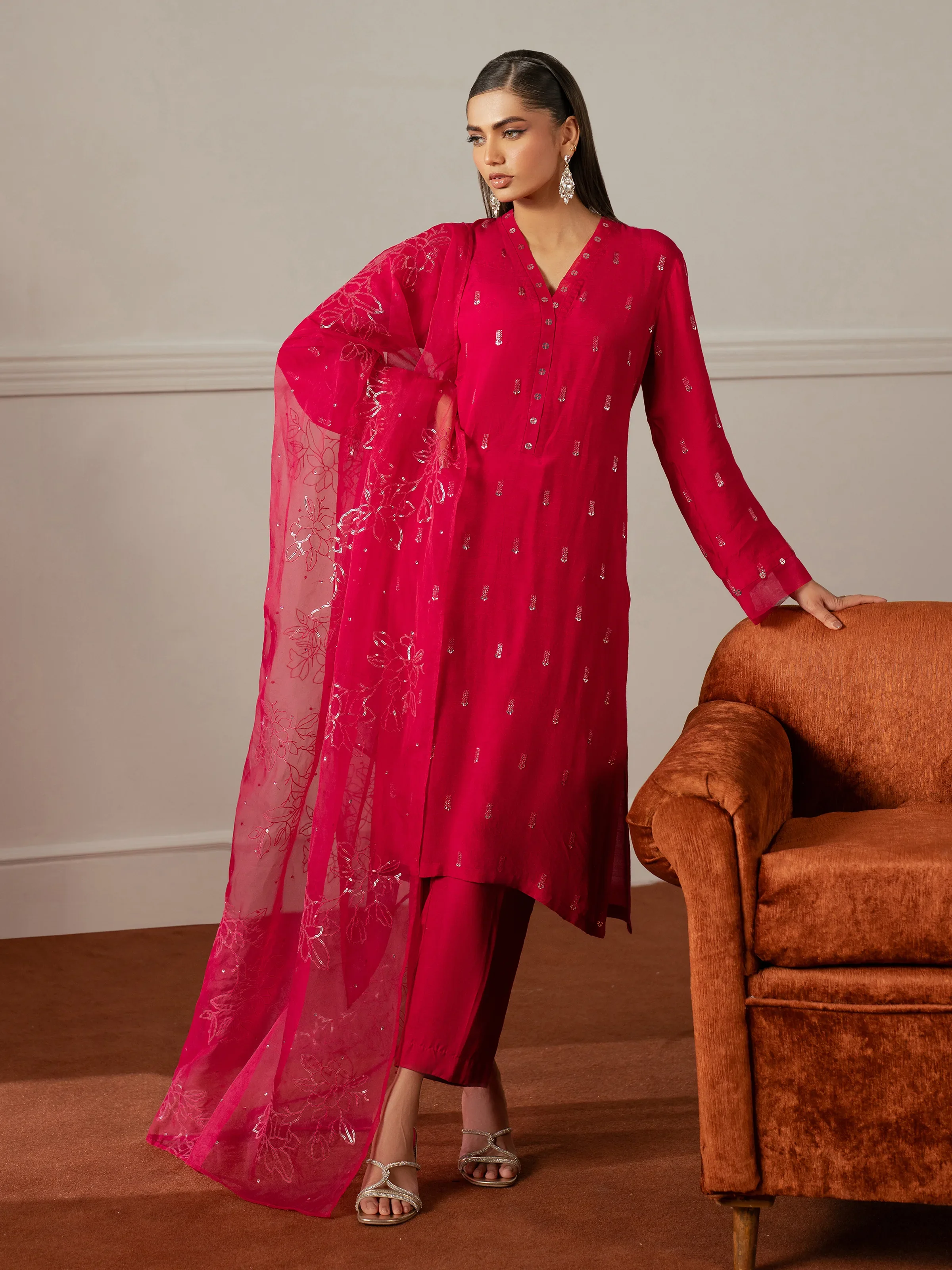 Pret Embroidered Raw Silk Suit - EWTPLE24-00035-3P - Image 2