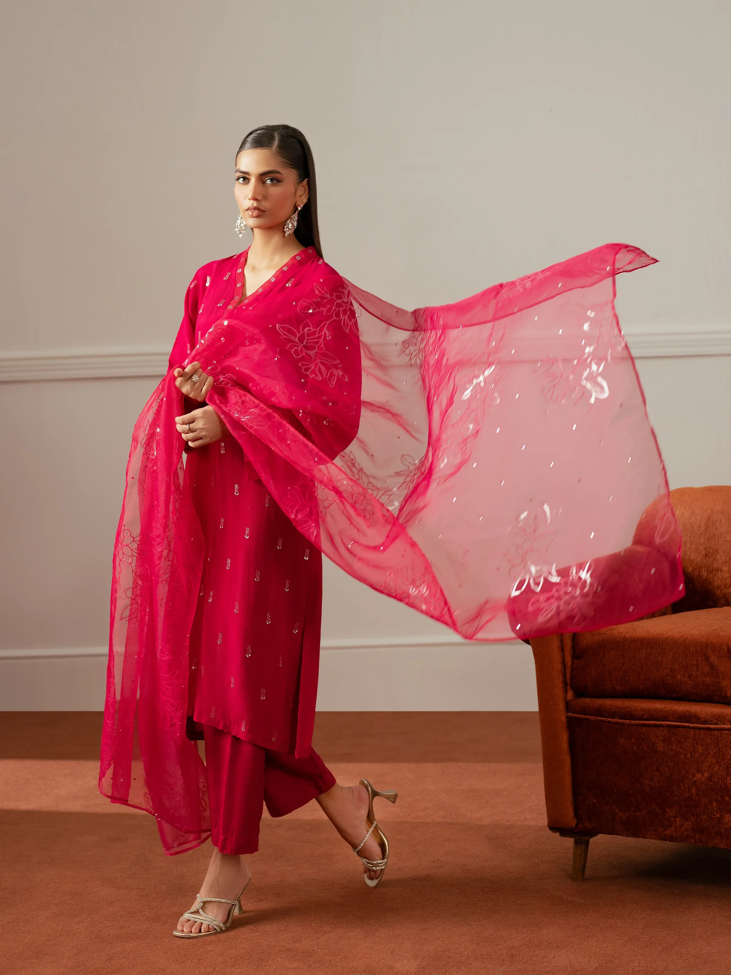 Pret Embroidered Raw Silk Suit - EWTPLE24-00035-3P - Image 3