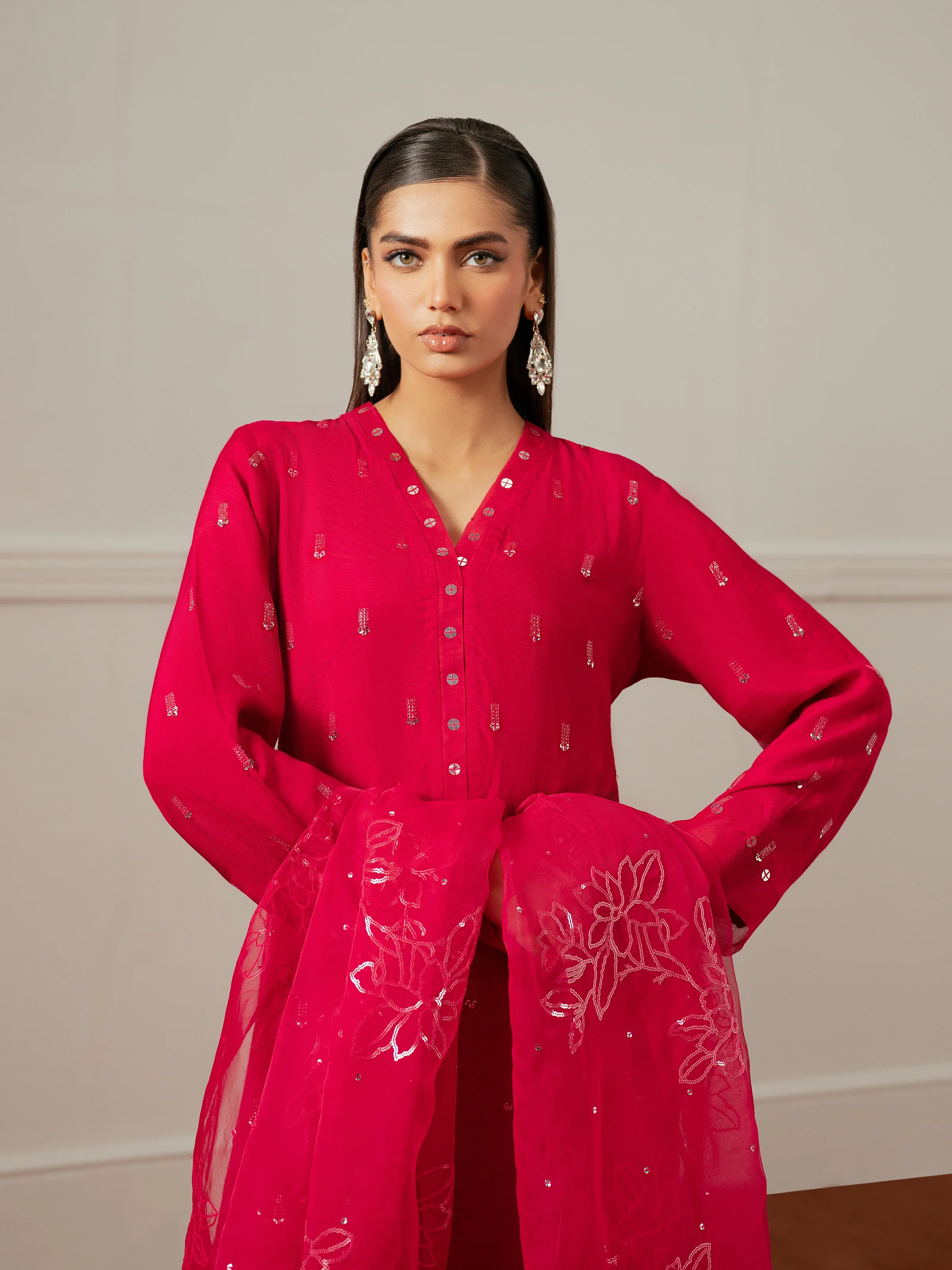 Pret Embroidered Raw Silk Suit - EWTPLE24-00035-3P - Image 4