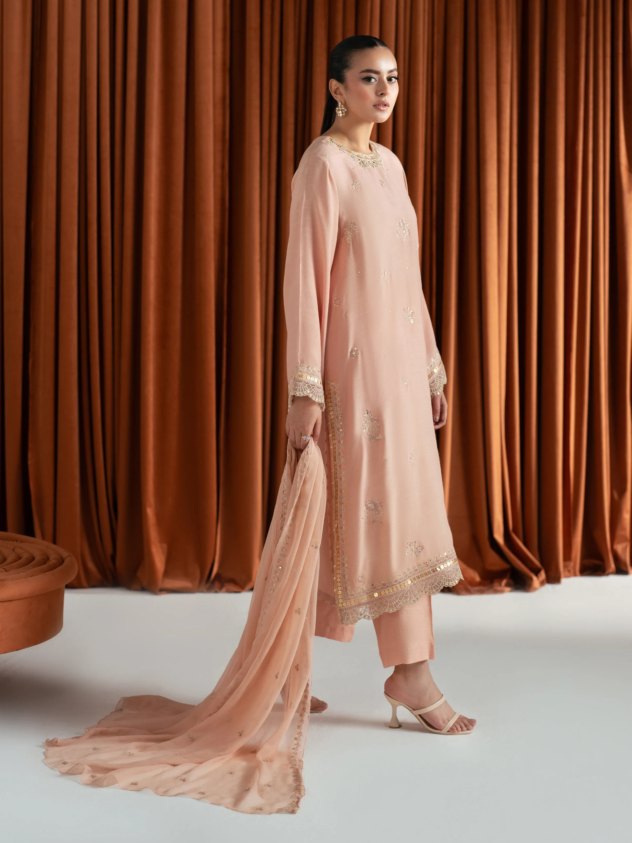 Pret Embroidered Raw Silk Suit - EWTPLE24-00036-3P - Image 5
