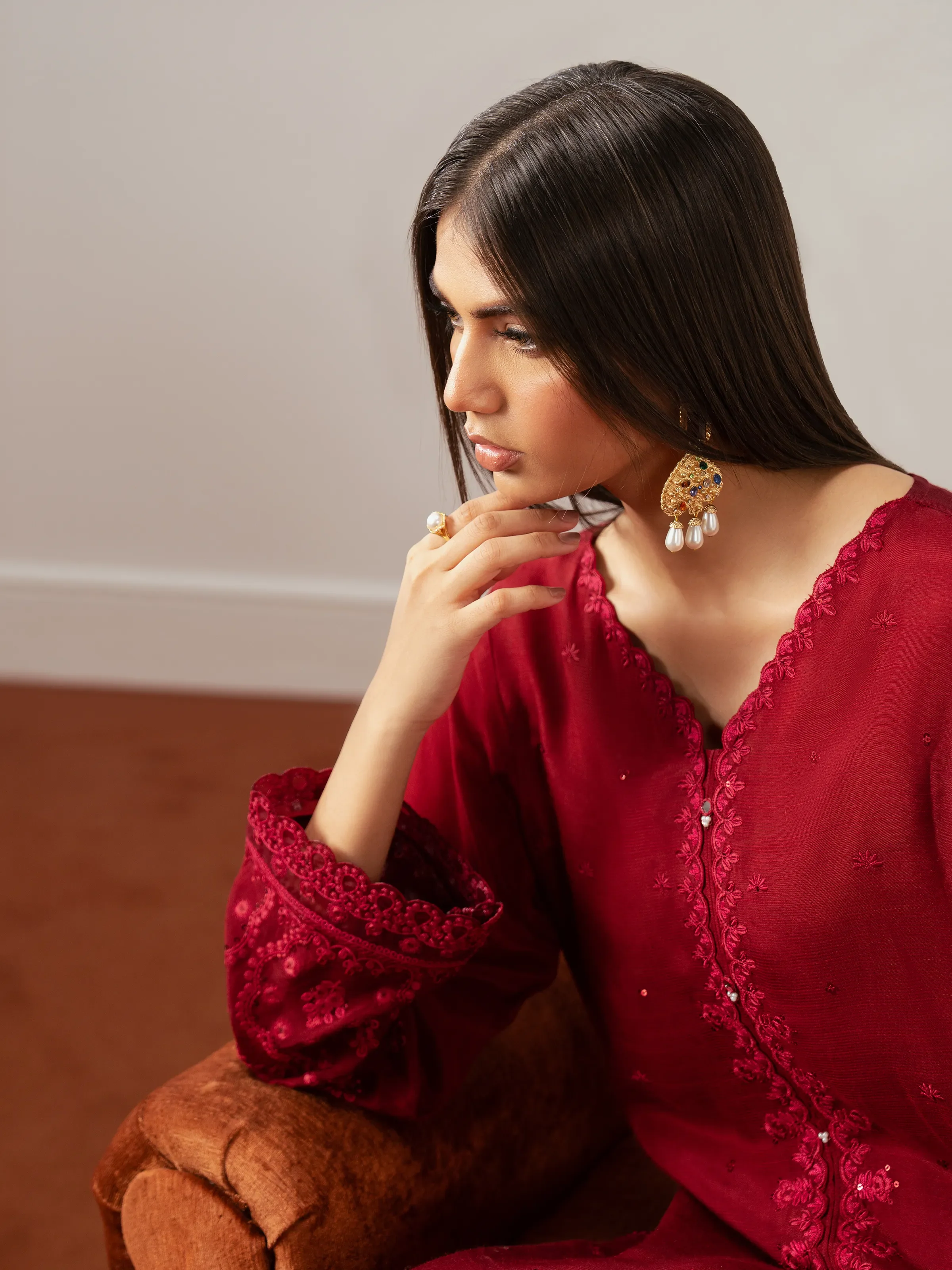 Pret Embroidered Raw Silk Suit - EWTPLE24-00043-3P - Image 3