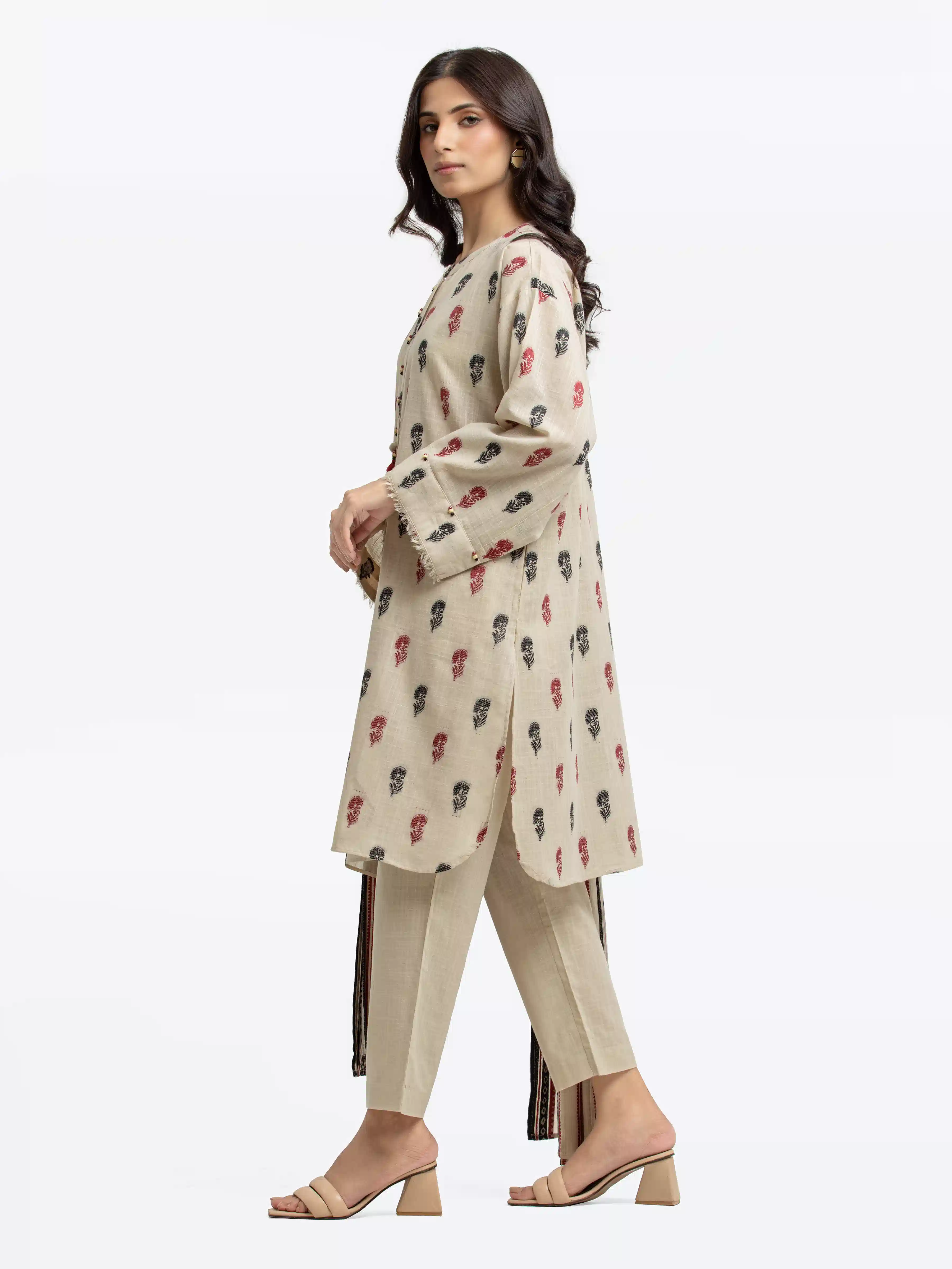 Pret Printed Jacquard Suit - EWTKS24-81165-3P - Image 2