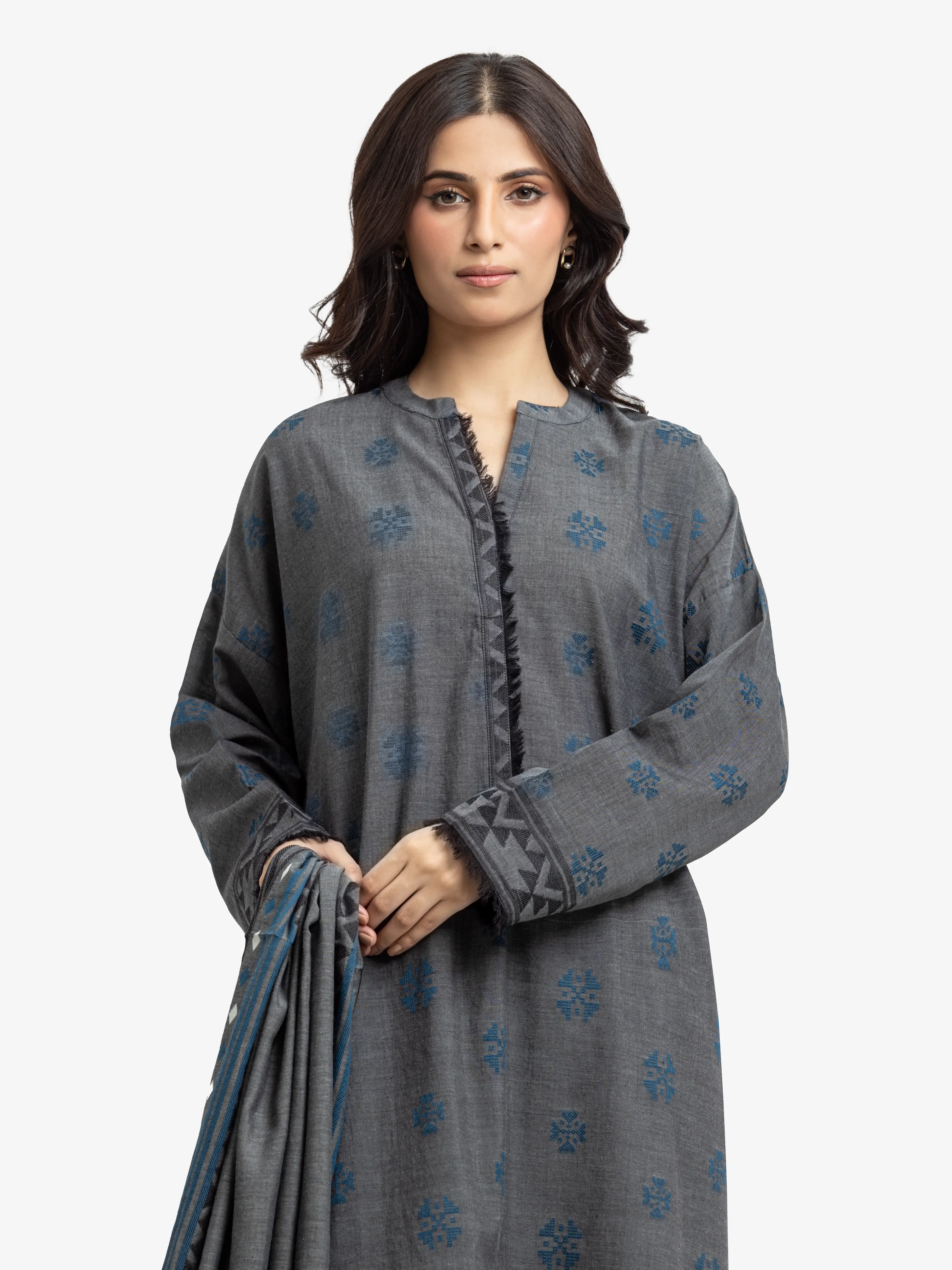 Pret Printed Jacquard Suit - EWTKS24-81168-3P - Image 2