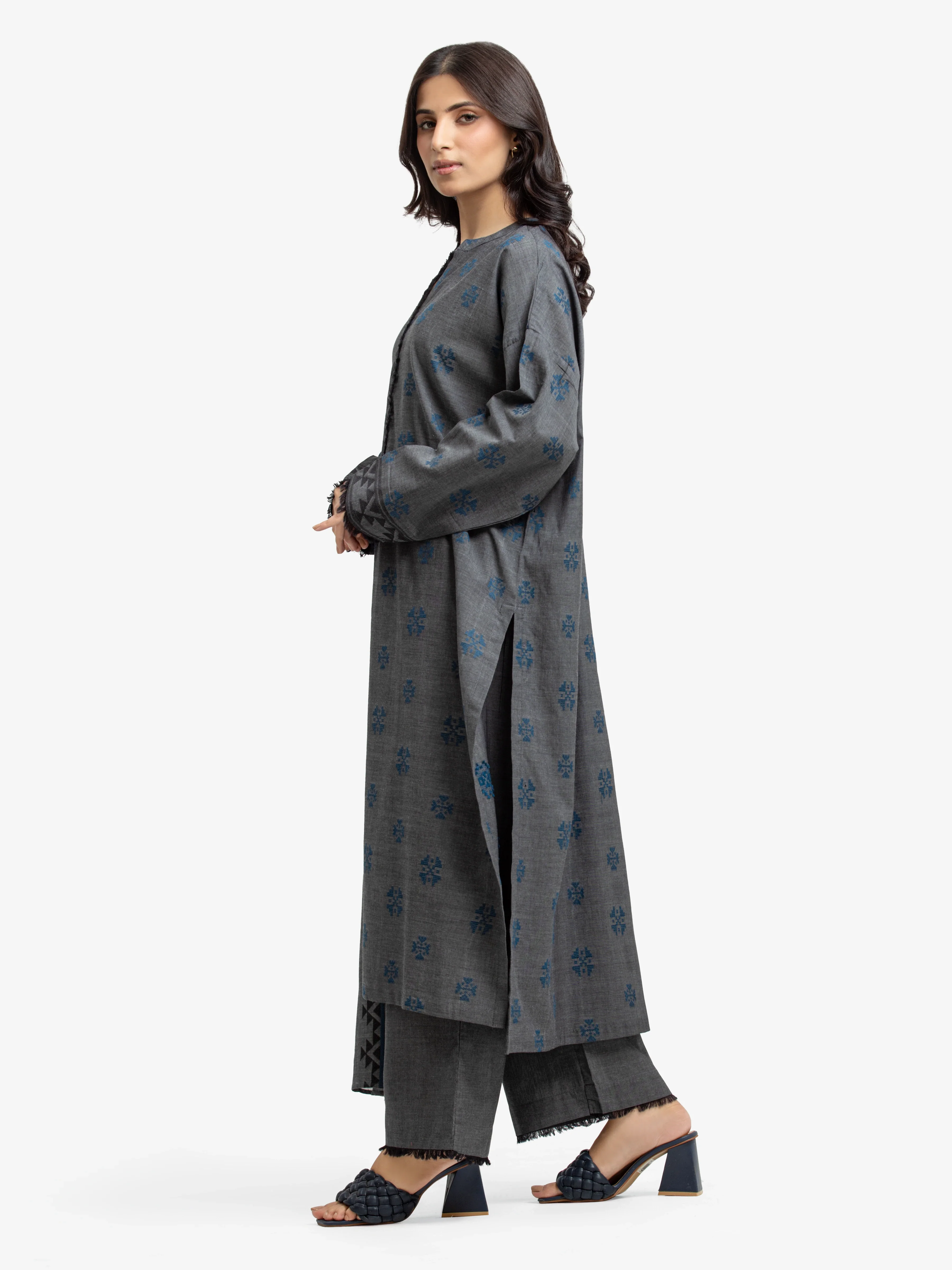 Pret Printed Jacquard Suit - EWTKS24-81168-3P - Image 4