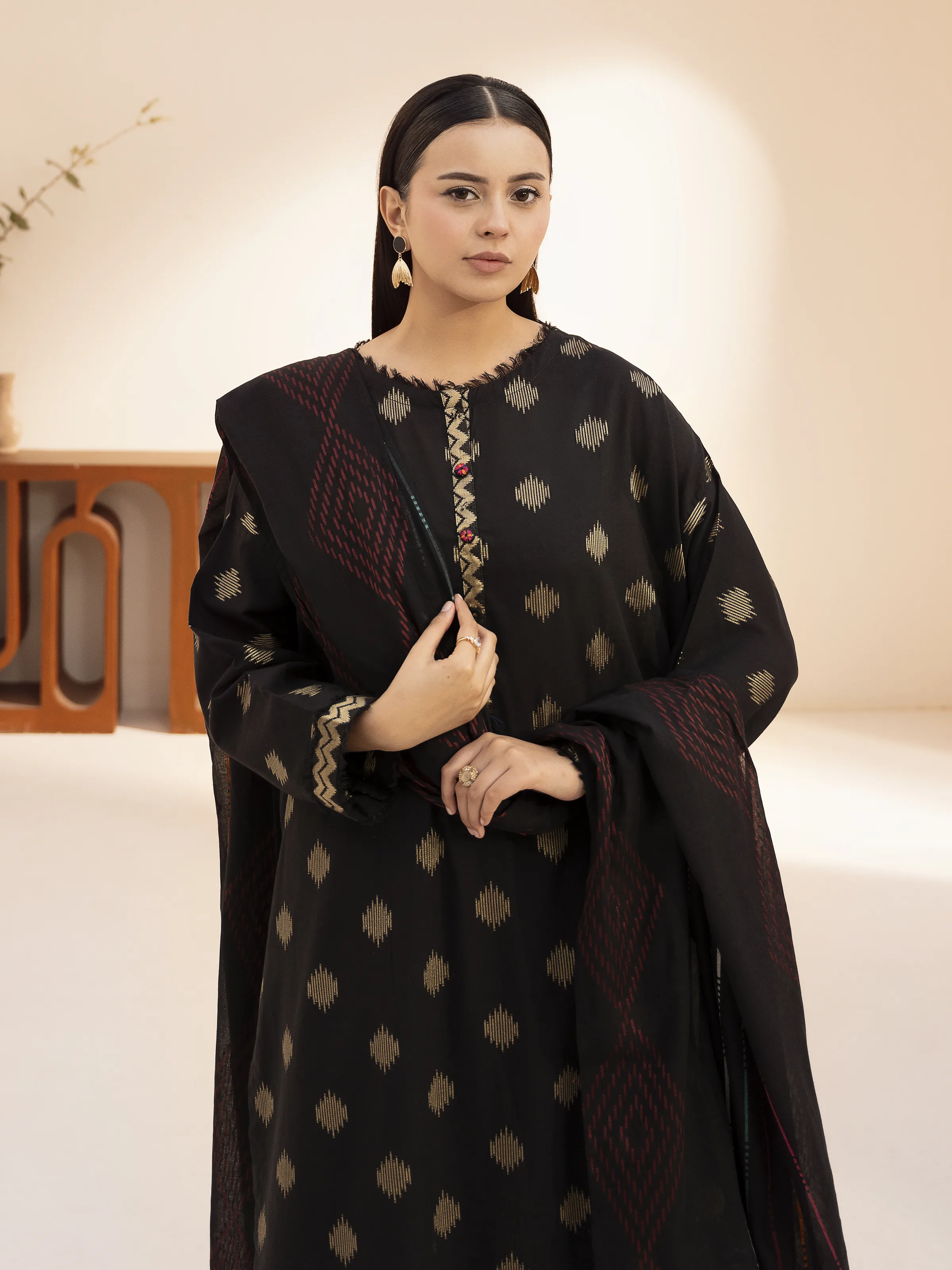 Pret Printed Jacquard Suit - EWTKS24-81171-3P - Image 3