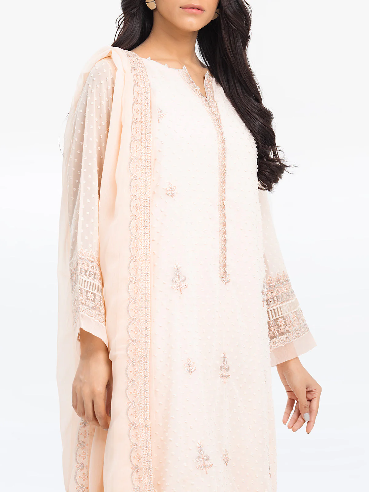 Pret Embroidered Wrinkle Chiffon Suit - EWTPLE24-00028-3P - Image 2
