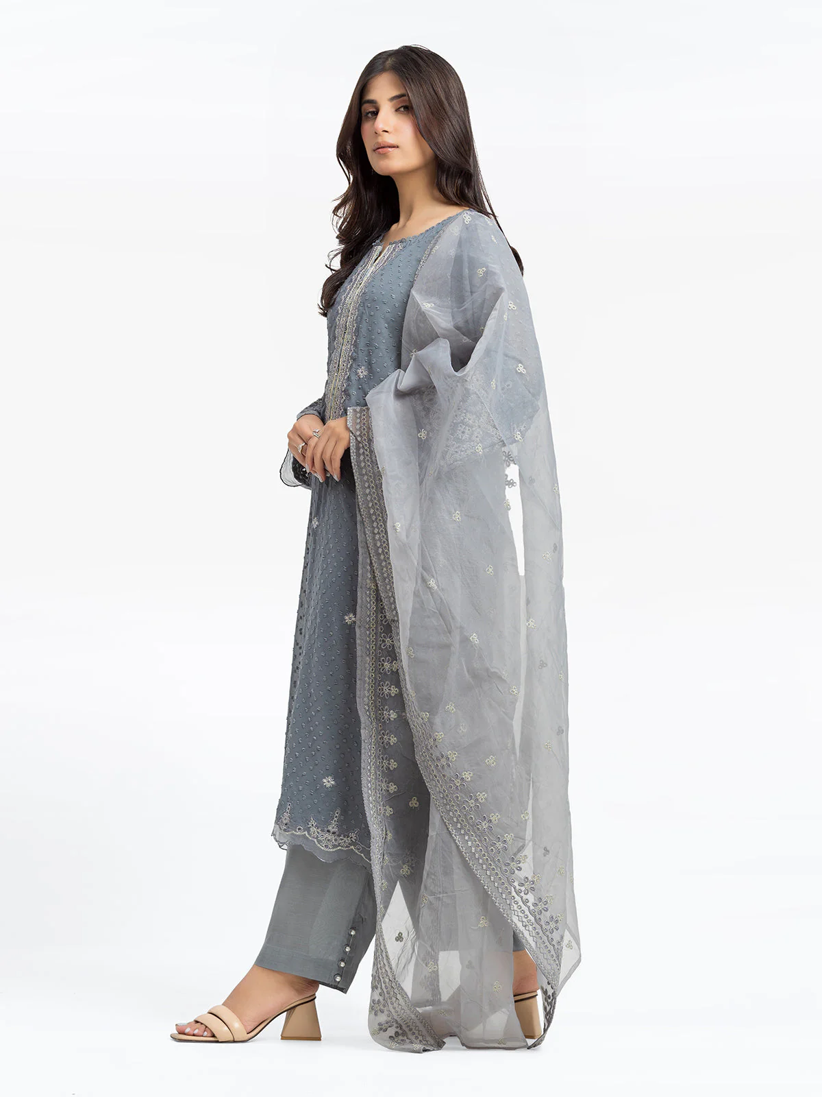 Pret Embroidered Wrinkle Chiffon Suit - EWTPLE24-00029-3P - Image 5