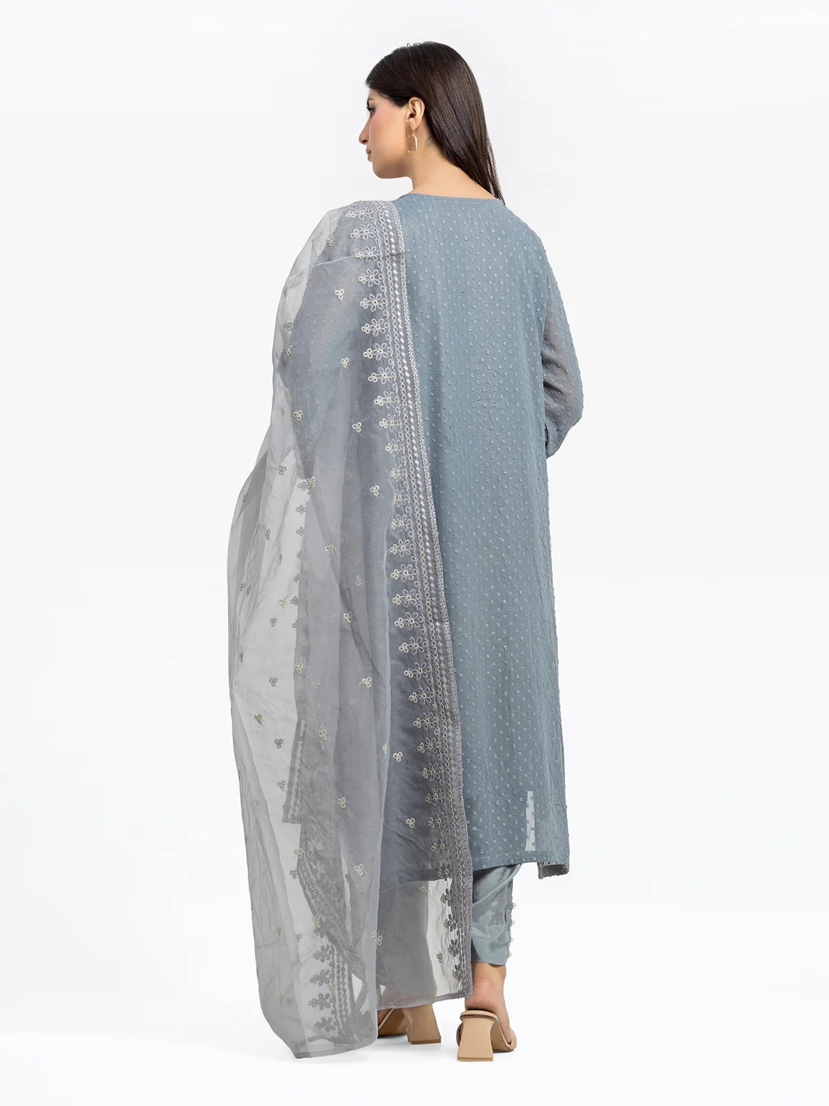Pret Embroidered Wrinkle Chiffon Suit - EWTPLE24-00029-3P - Image 6