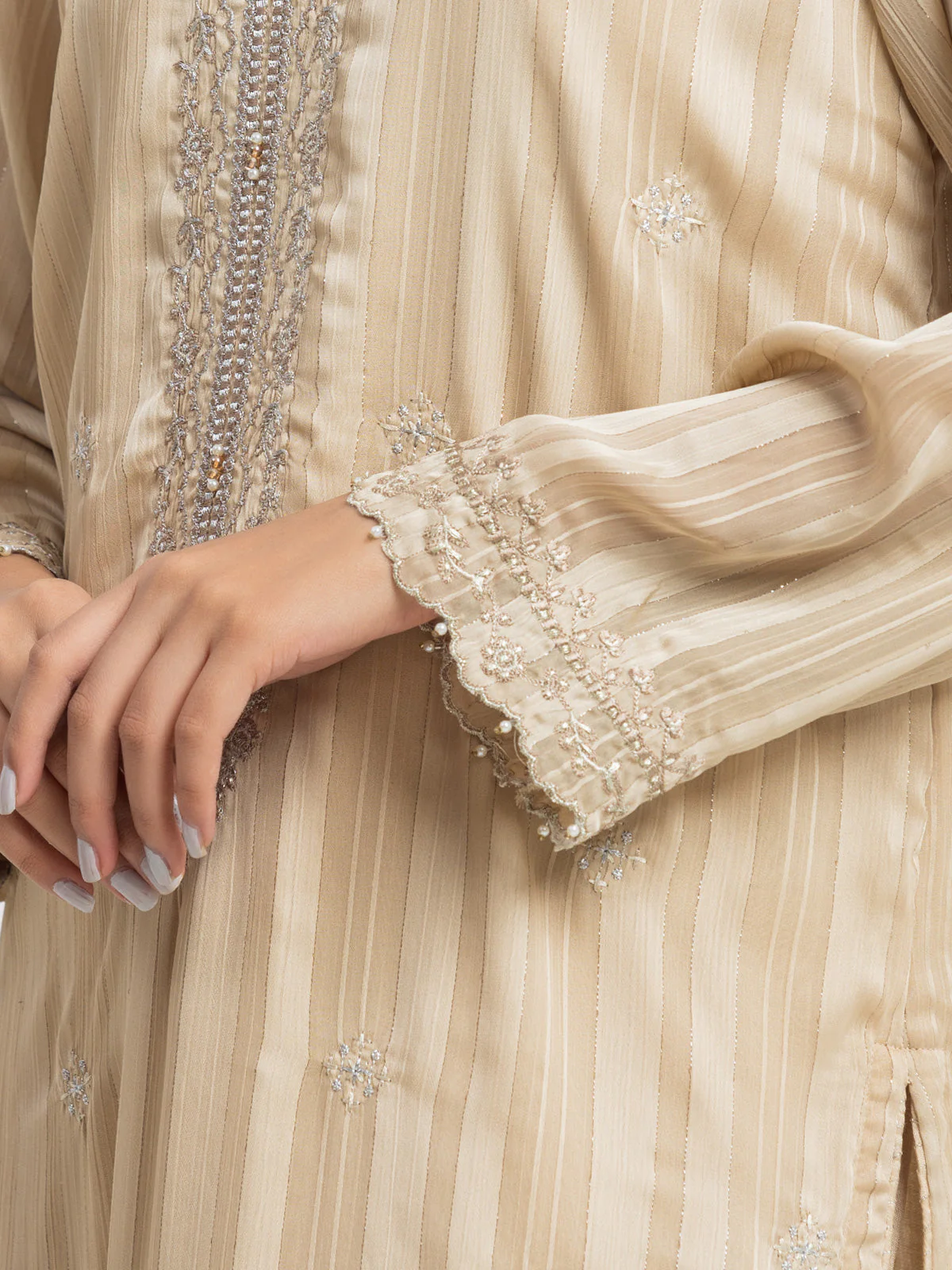 Pret Embroidered Wrinkle Chiffon Suit - EWTPLE24-00032-3P - Image 5