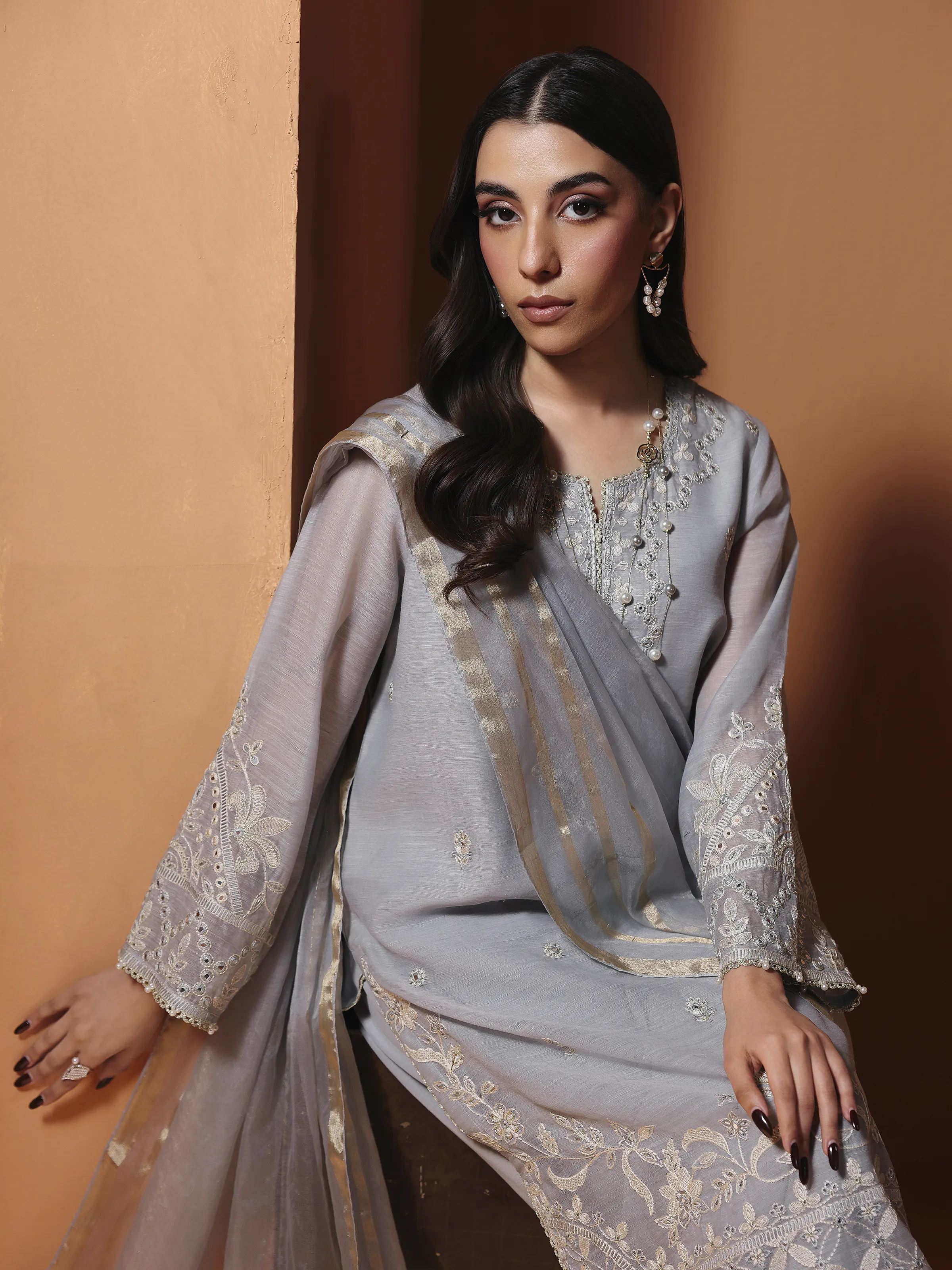 Pret Embroidered Chanderi Suit - EWTKED5-84107-3P - Image 2
