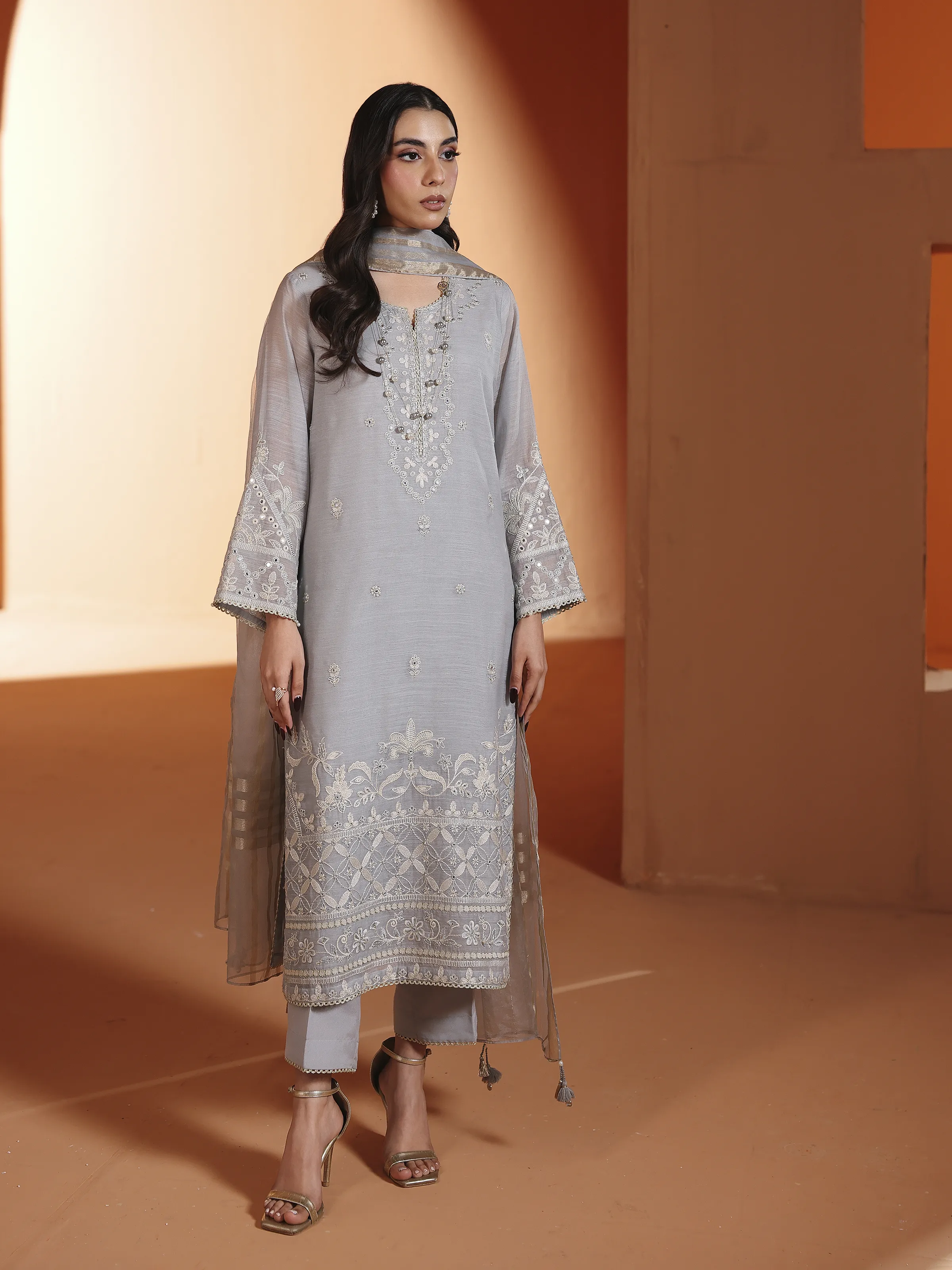 Pret Embroidered Chanderi Suit - EWTKED5-84107-3P - Image 3