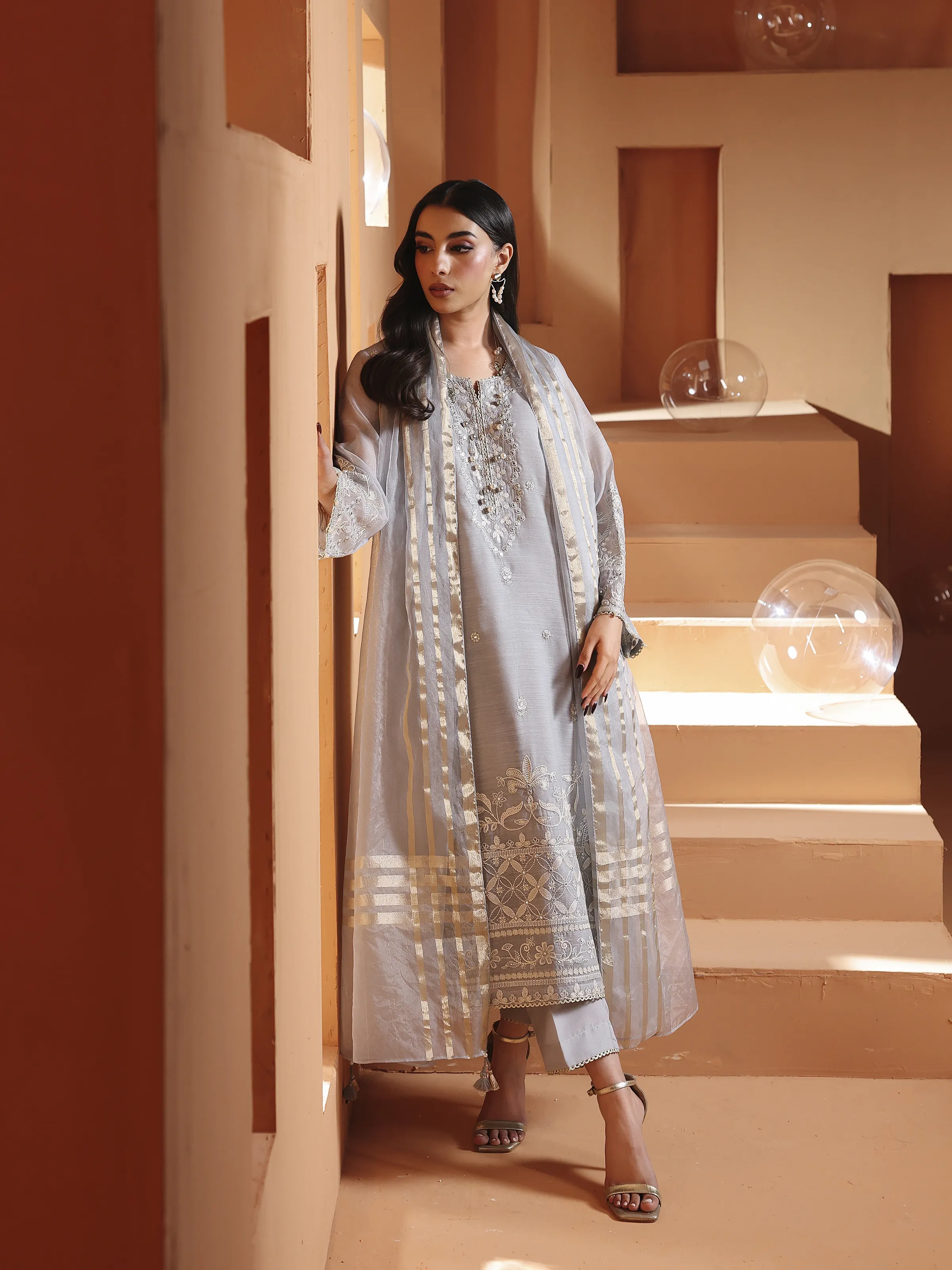 Pret Embroidered Chanderi Suit - EWTKED5-84107-3P - Image 4