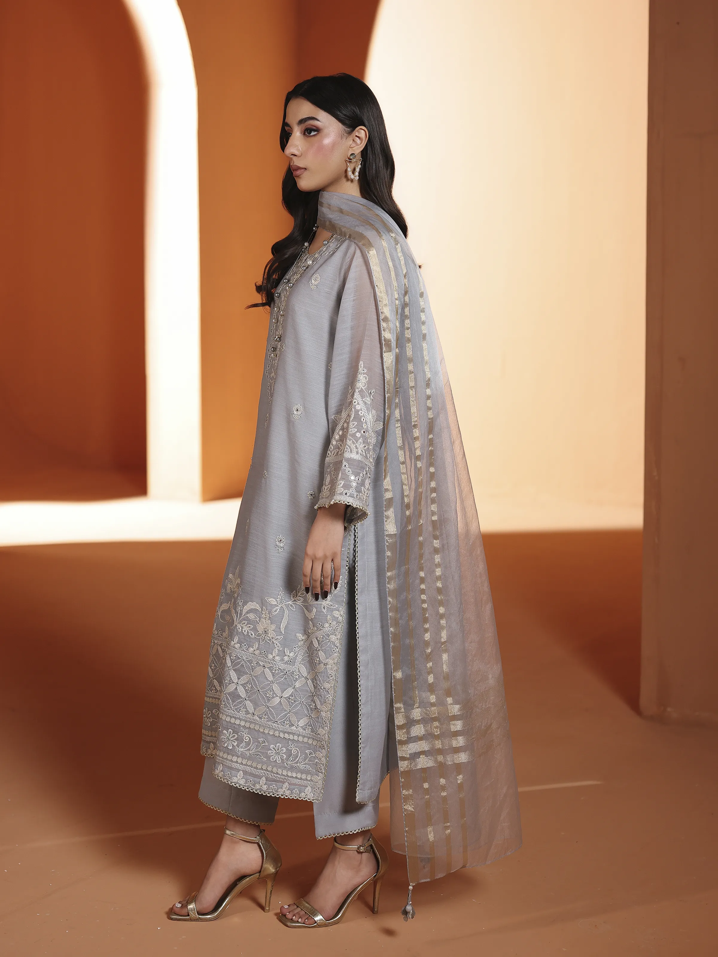 Pret Embroidered Chanderi Suit - EWTKED5-84107-3P - Image 5