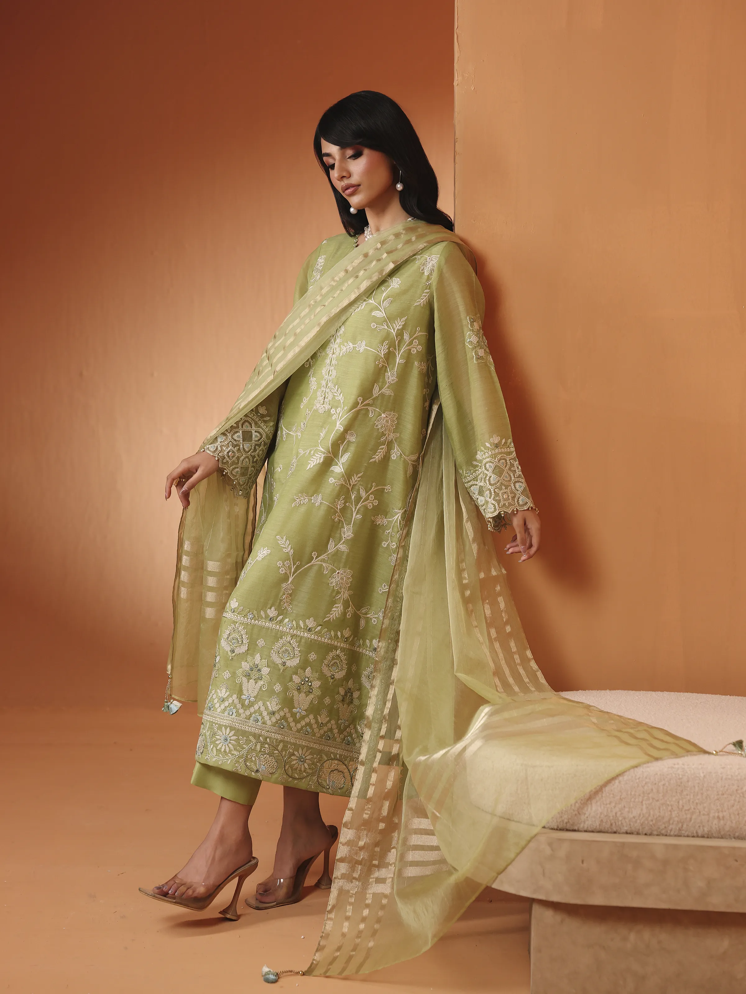 Pret Embroidered Chanderi Suit - EWTKED5-84108-3P - Image 2