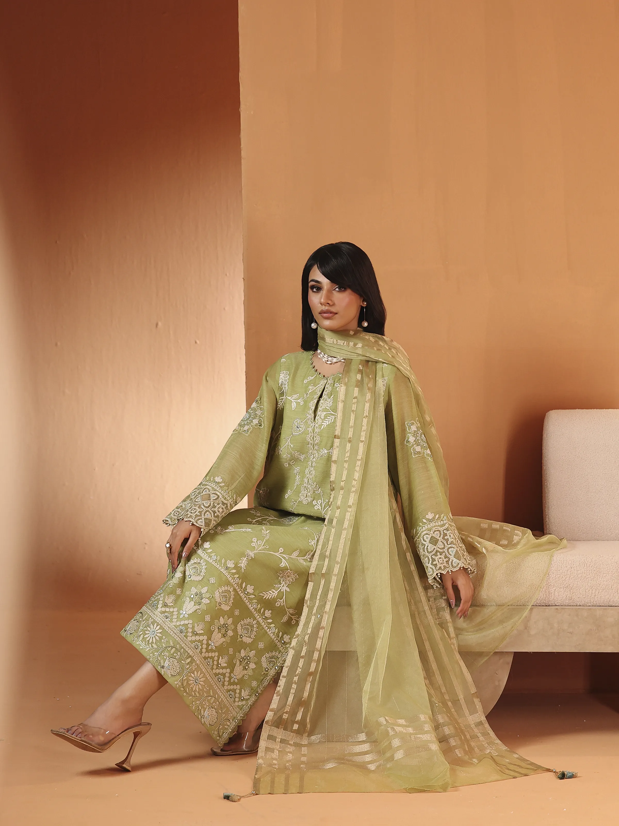 Pret Embroidered Chanderi Suit - EWTKED5-84108-3P - Image 3