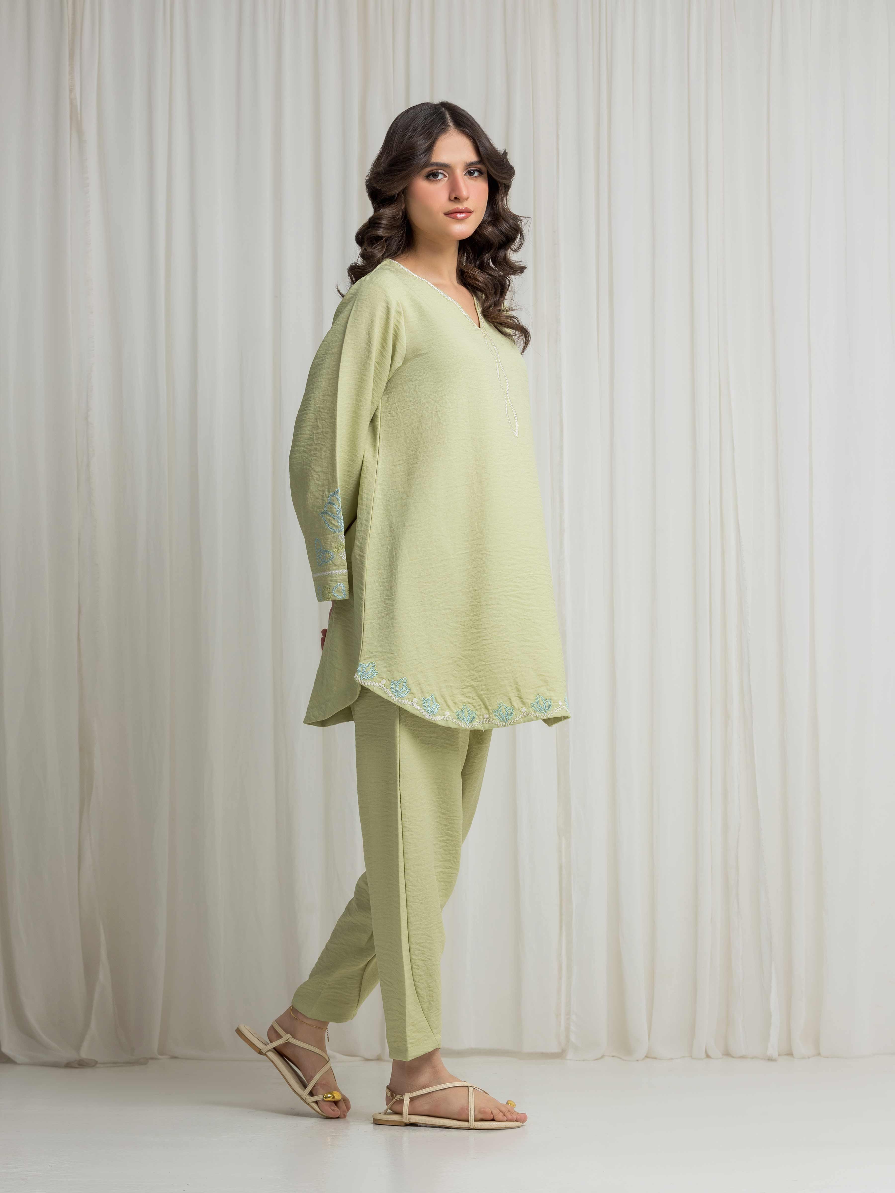 Pret Embroidered Georgette Shirt Trouser - EWTKED6-86160ST - Image 5