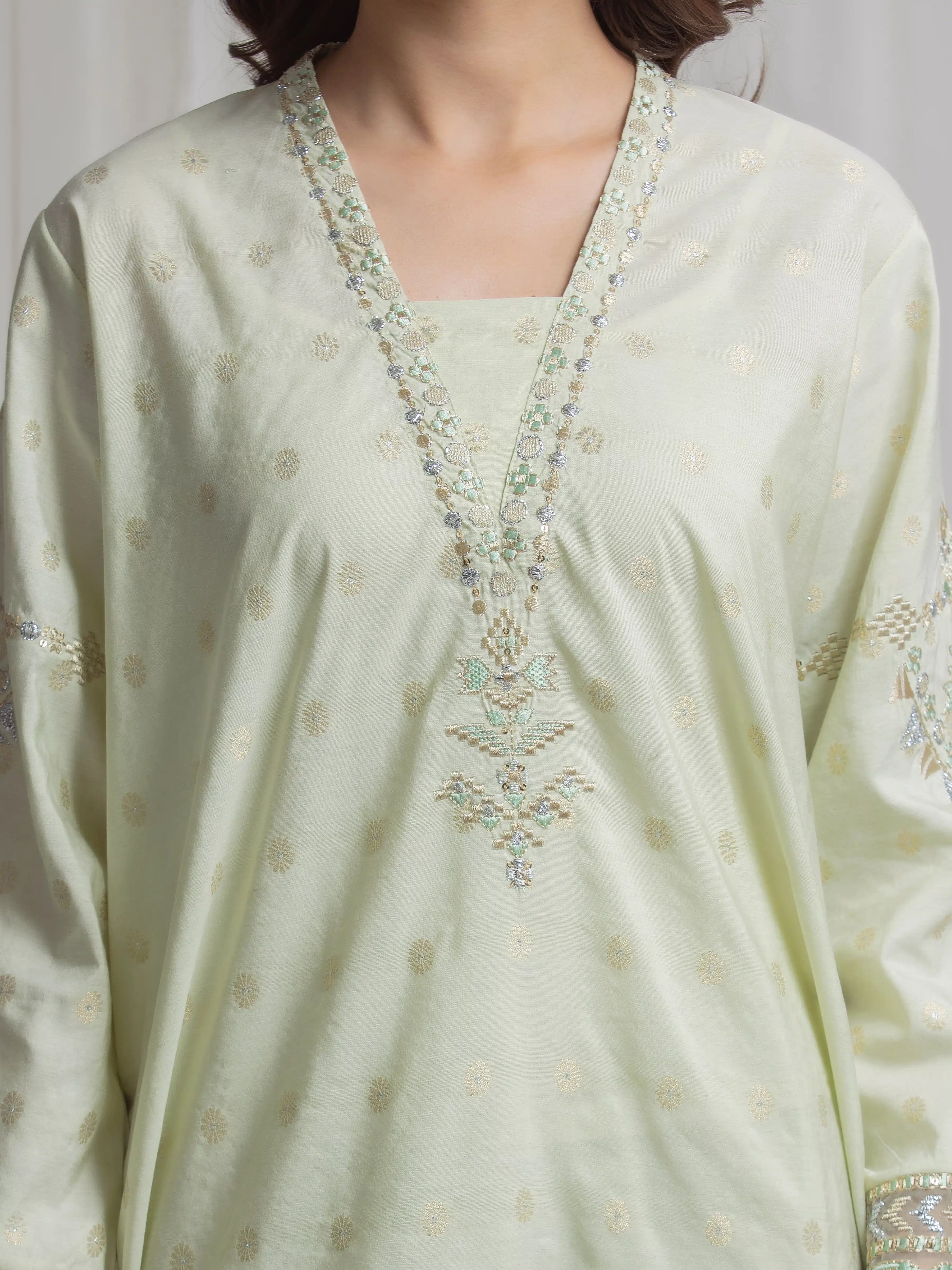 Pret Embroidered Jacquard Suit - EWTKED6-86136-3P - Image 3