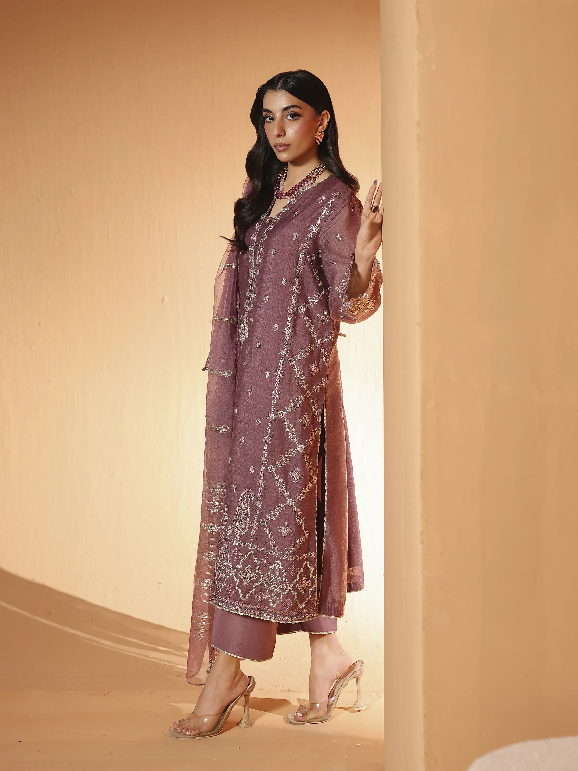 Pret Embroidered Chanderi Suit - EWTKED6-84106-3P - Image 3