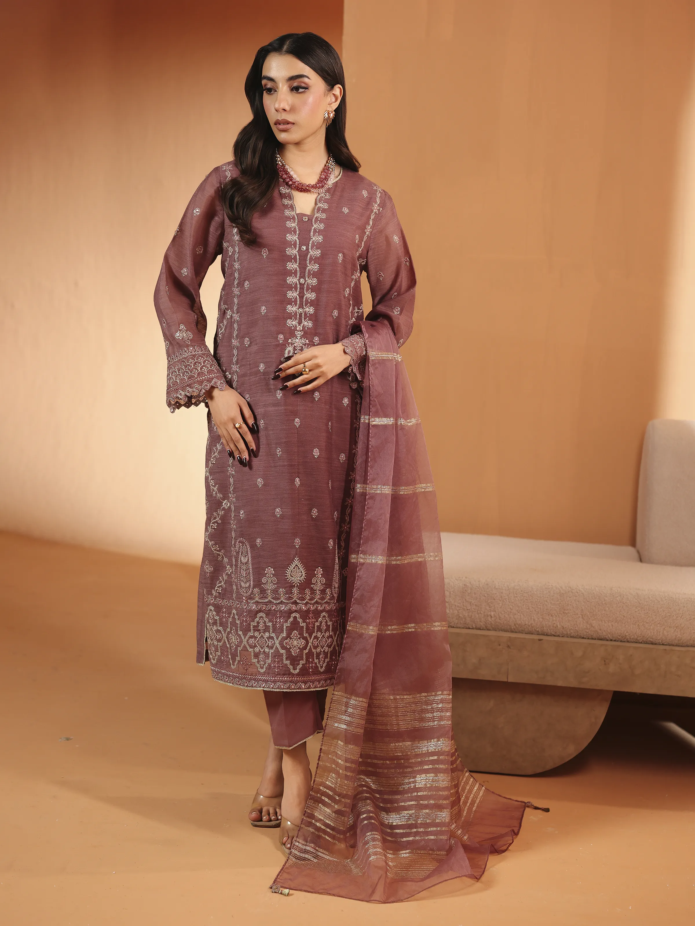 Pret Embroidered Chanderi Suit - EWTKED6-84106-3P - Image 4