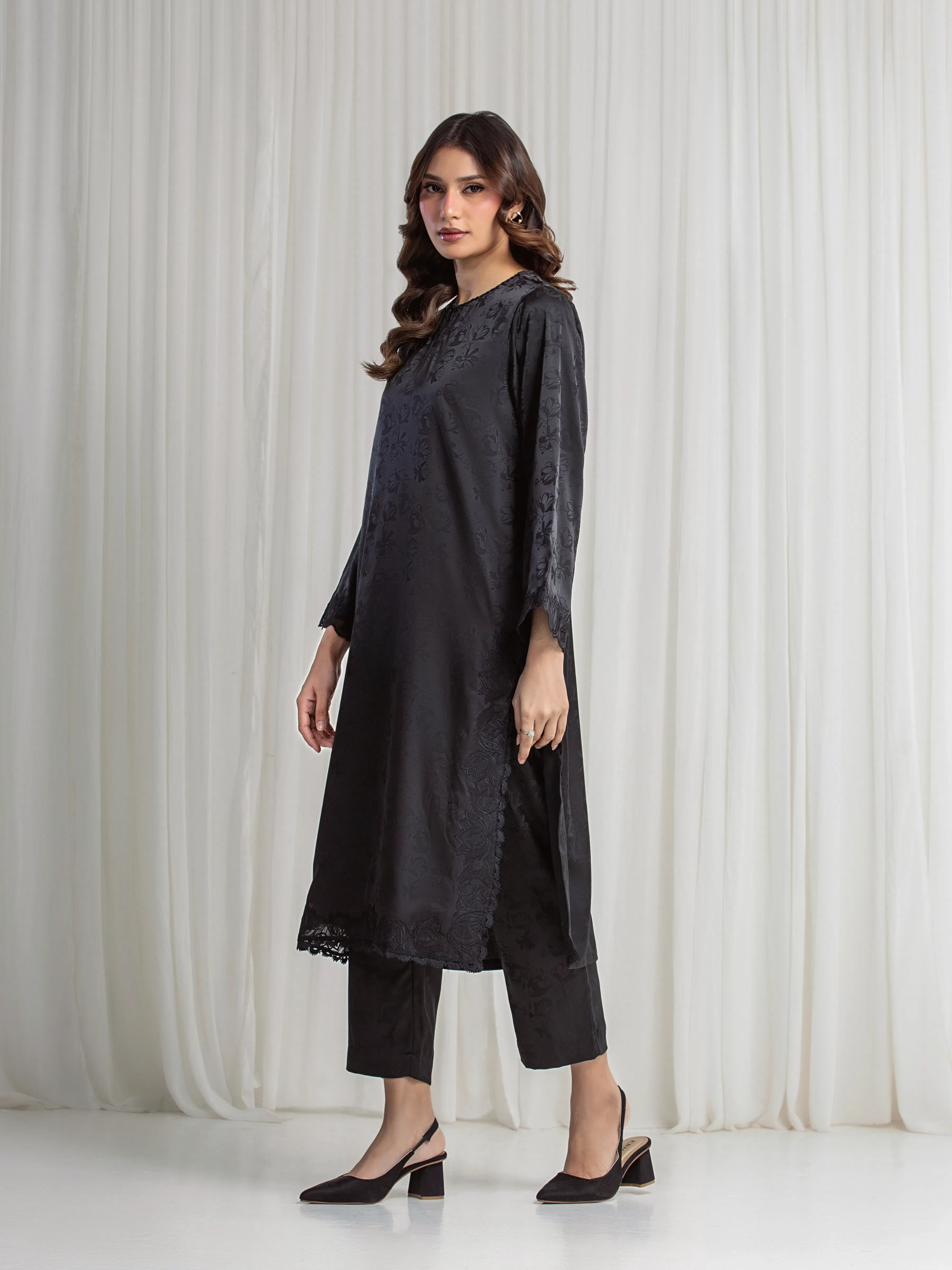 Pret Embroidered Satin Shirt Trouser - EWTKED6-86154ST - Image 4