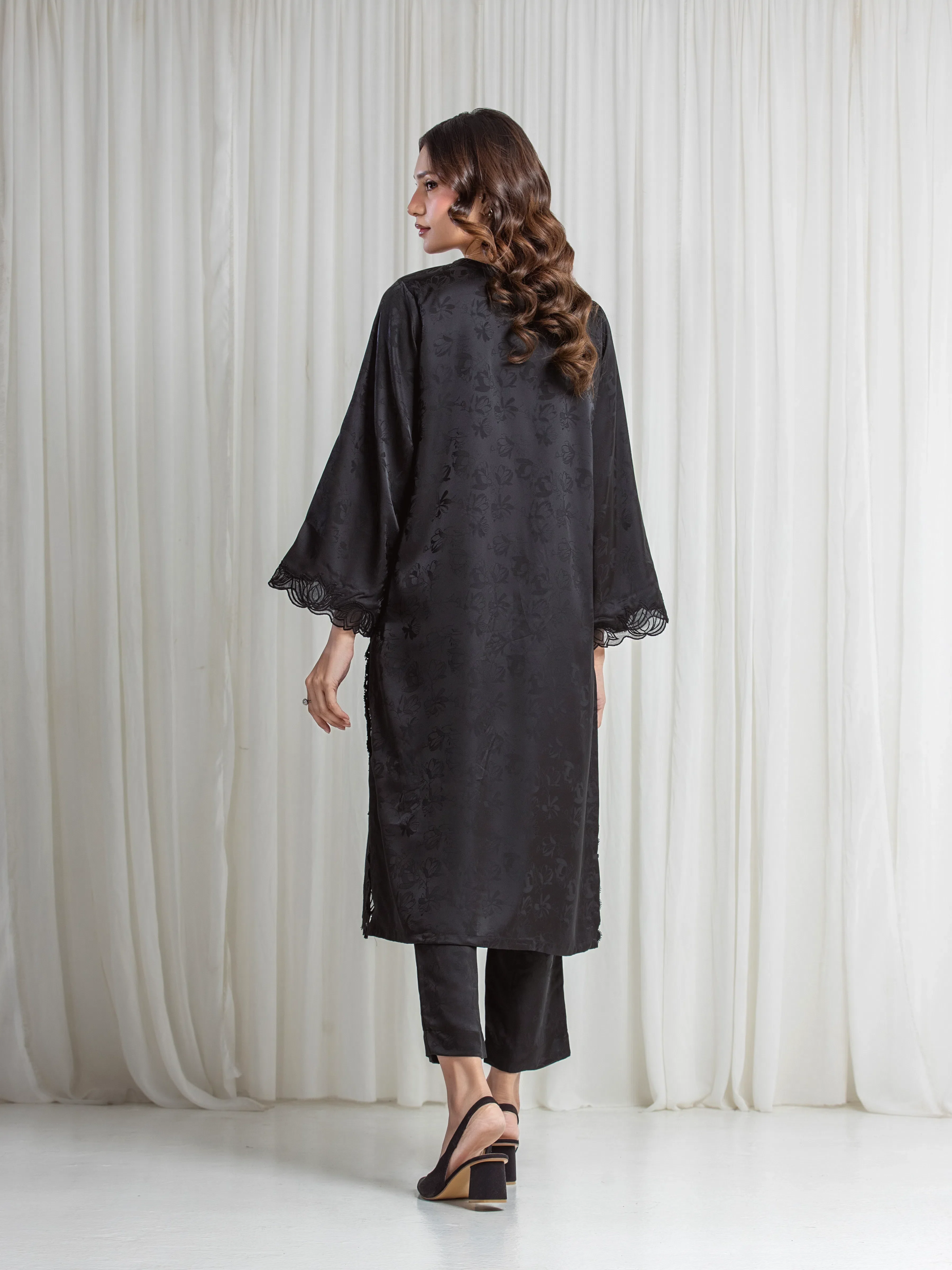 Pret Embroidered Satin Shirt Trouser - EWTKED6-86154ST - Image 5