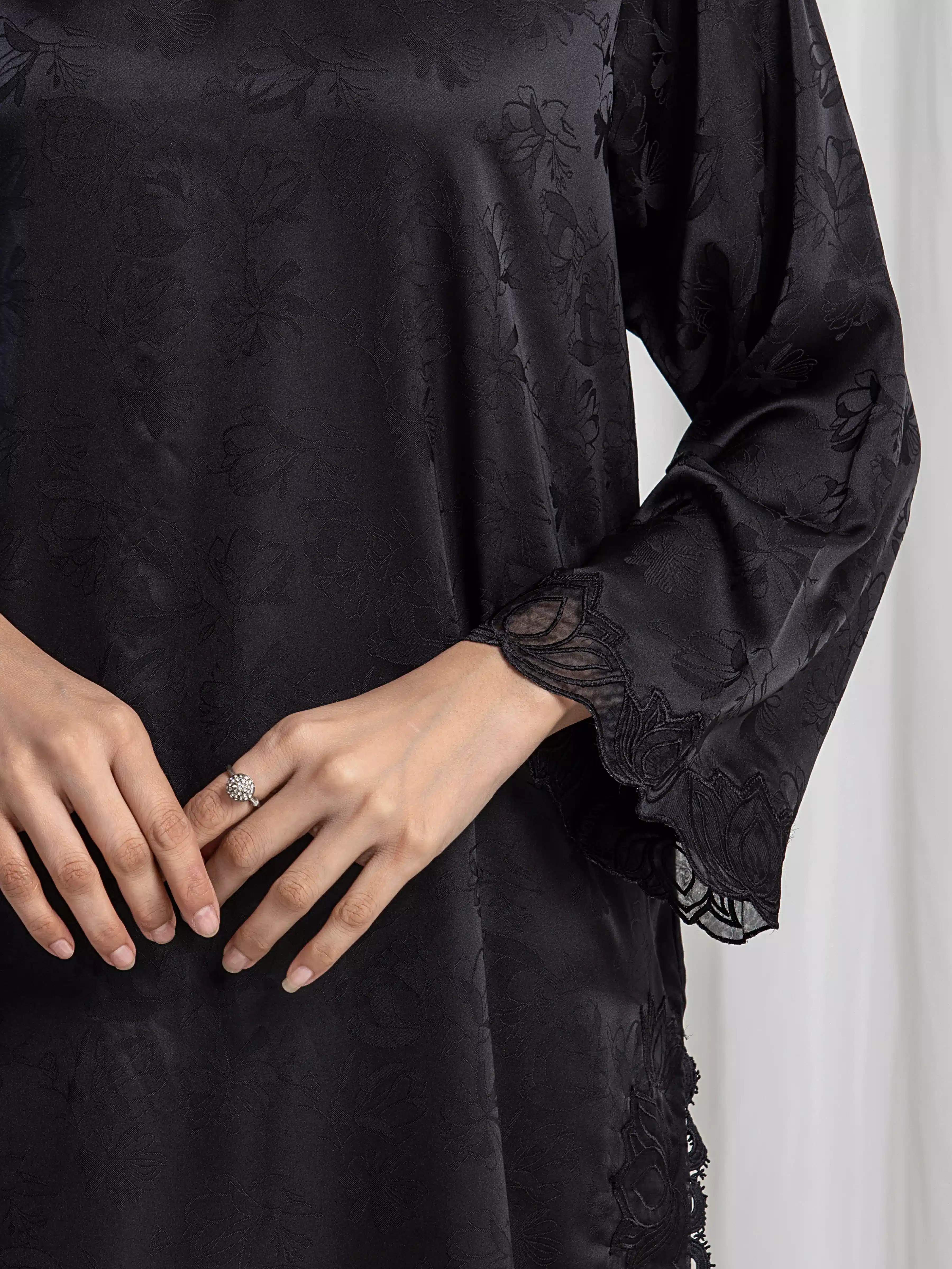 Pret Embroidered Satin Shirt Trouser - EWTKED6-86154ST - Image 6