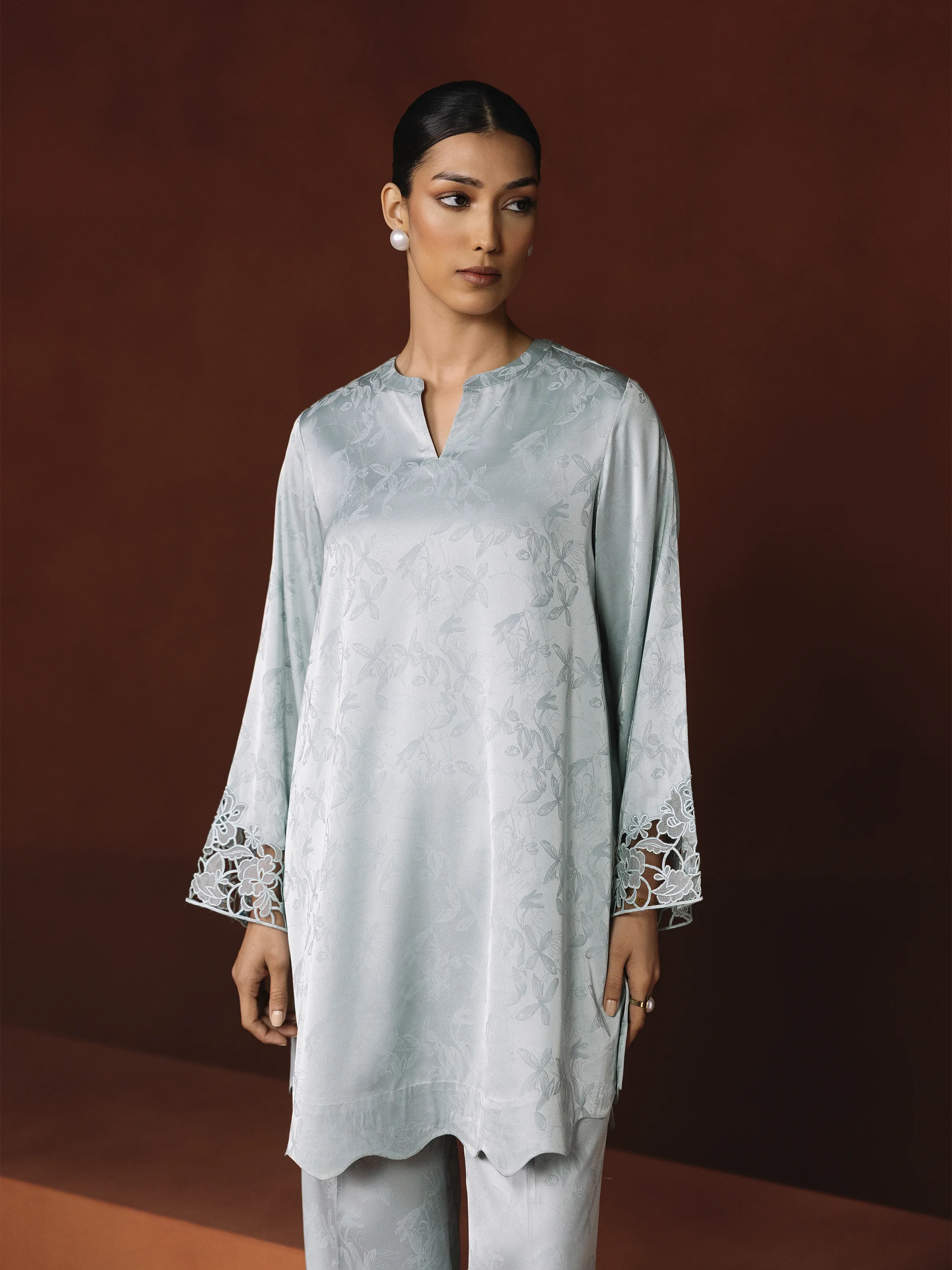 Pret Embroidered Satin Co-Ord Set - EWTKED6-86157ST - Image 2