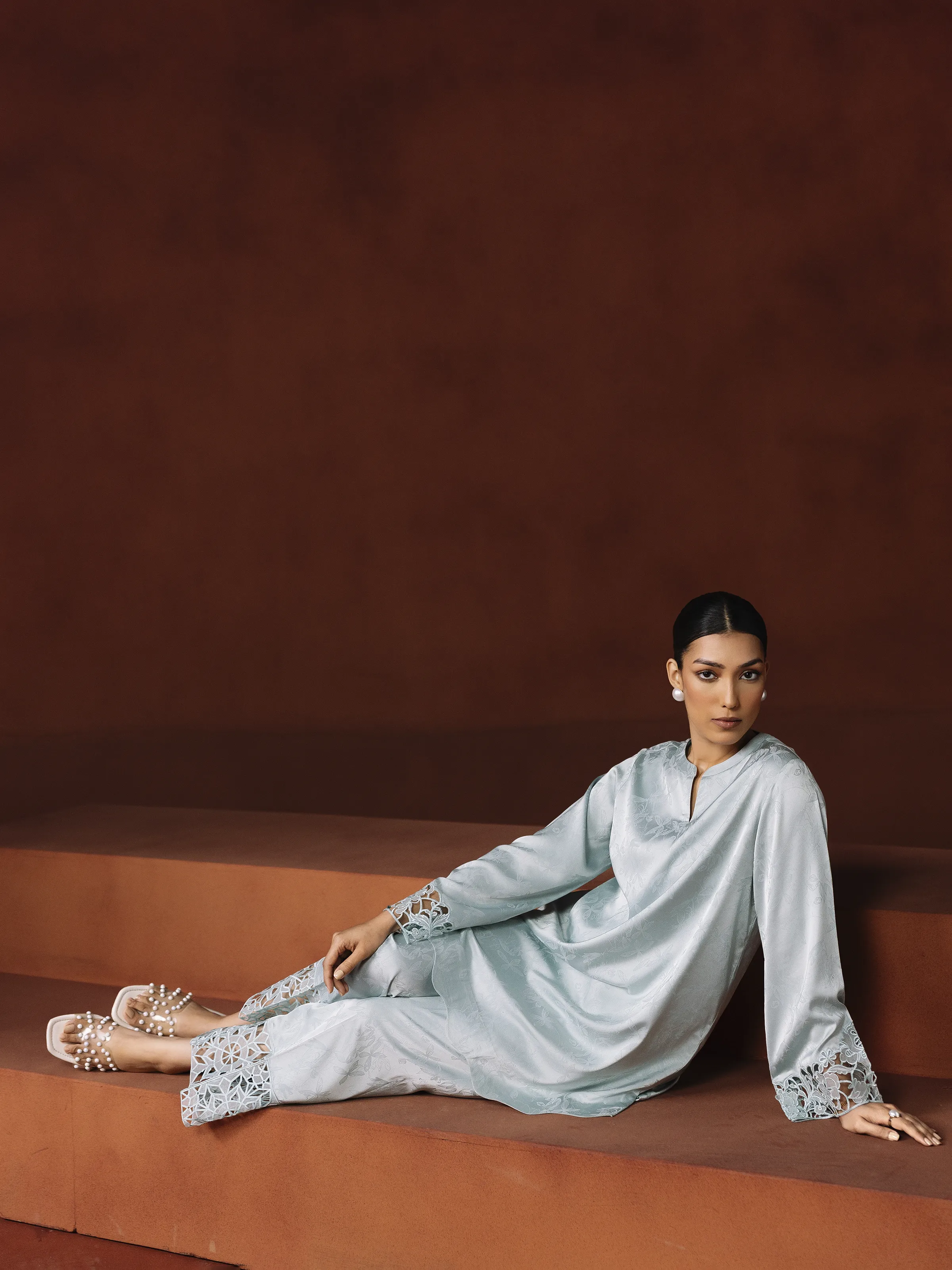 Pret Embroidered Satin Co-Ord Set - EWTKED6-86157ST - Image 3
