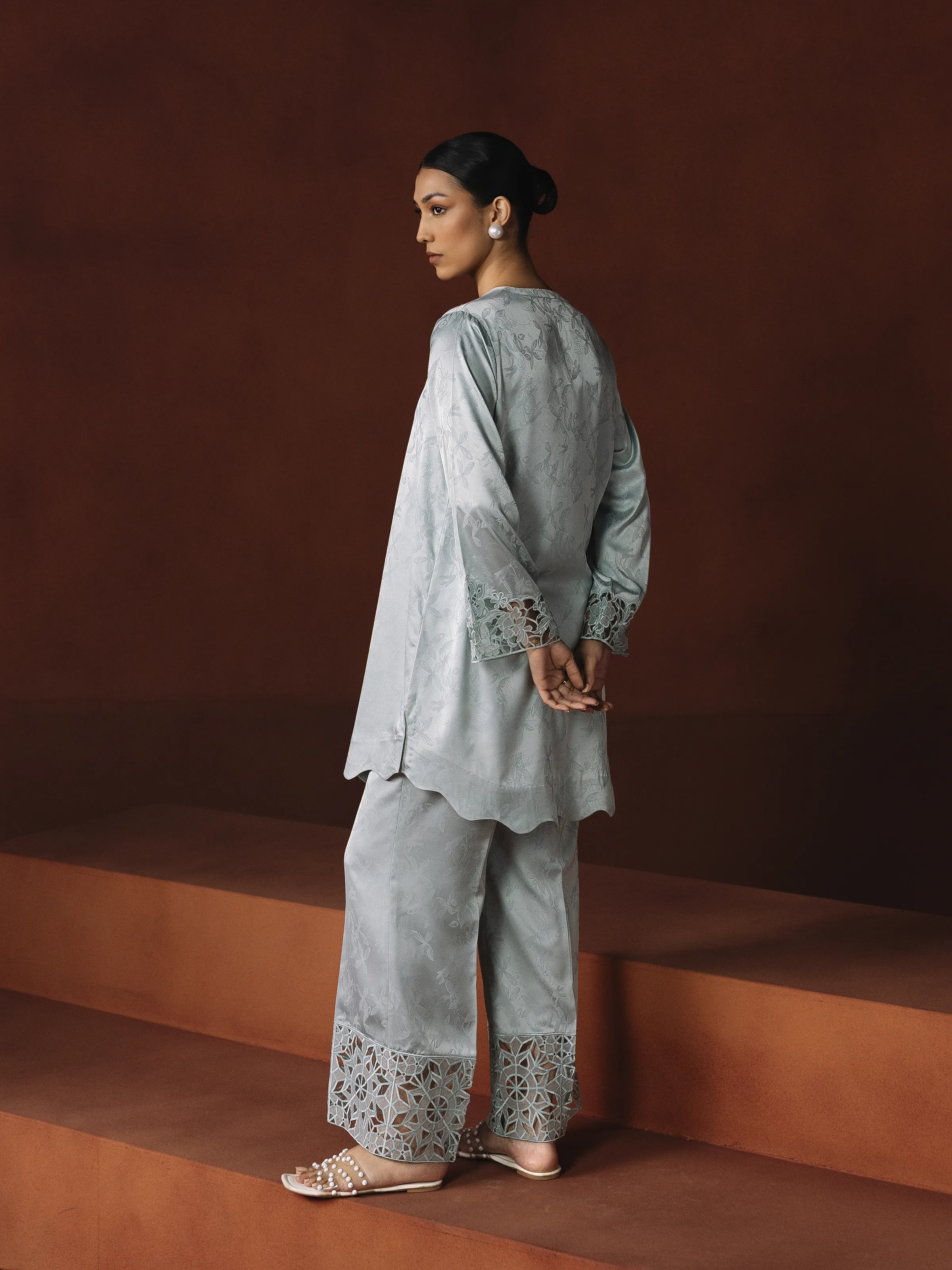 Pret Embroidered Satin Co-Ord Set - EWTKED6-86157ST - Image 6