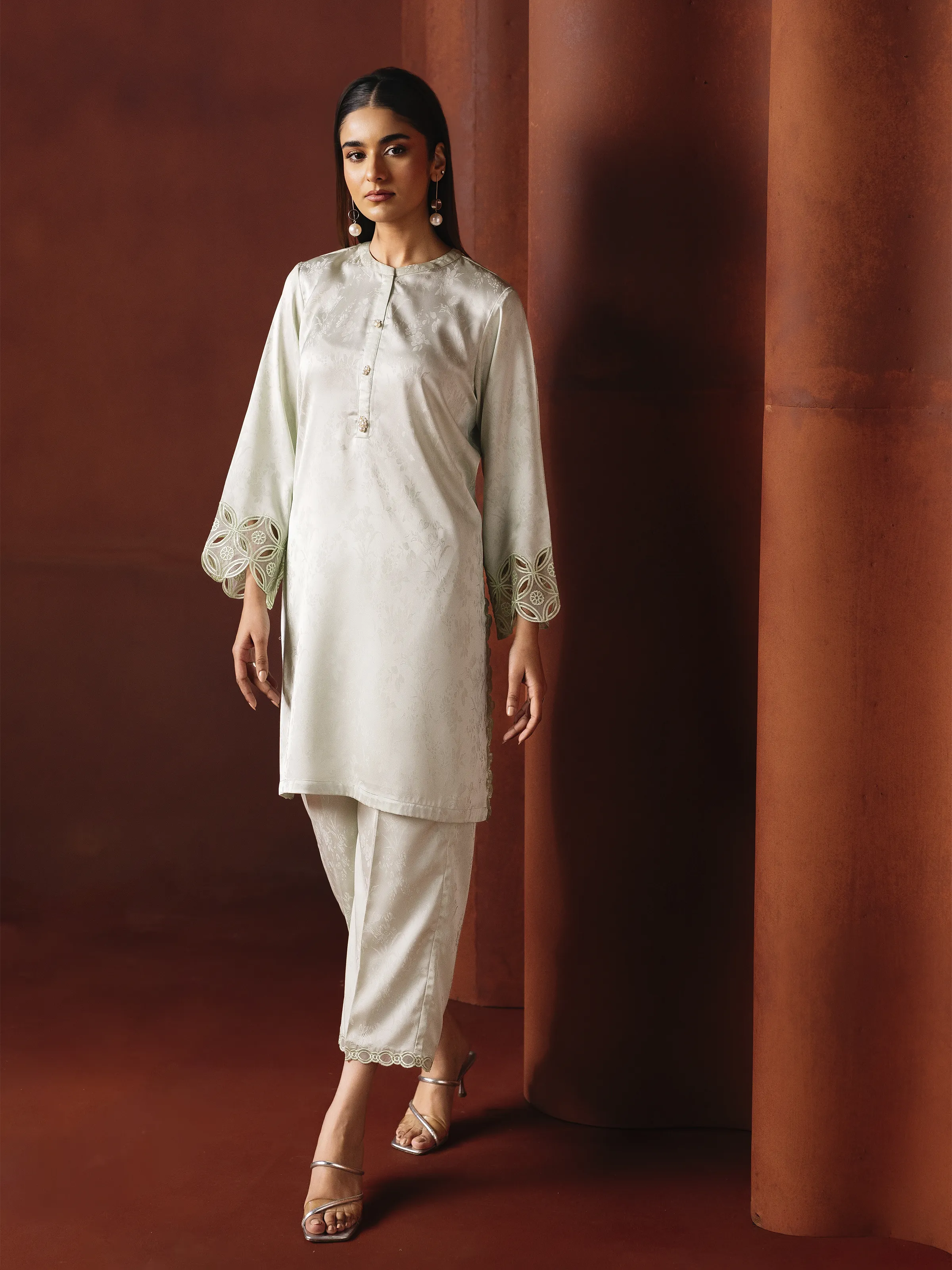 Pret Embroidered Satin Co-Ord Set - EWTKED6-86159ST - Image 5