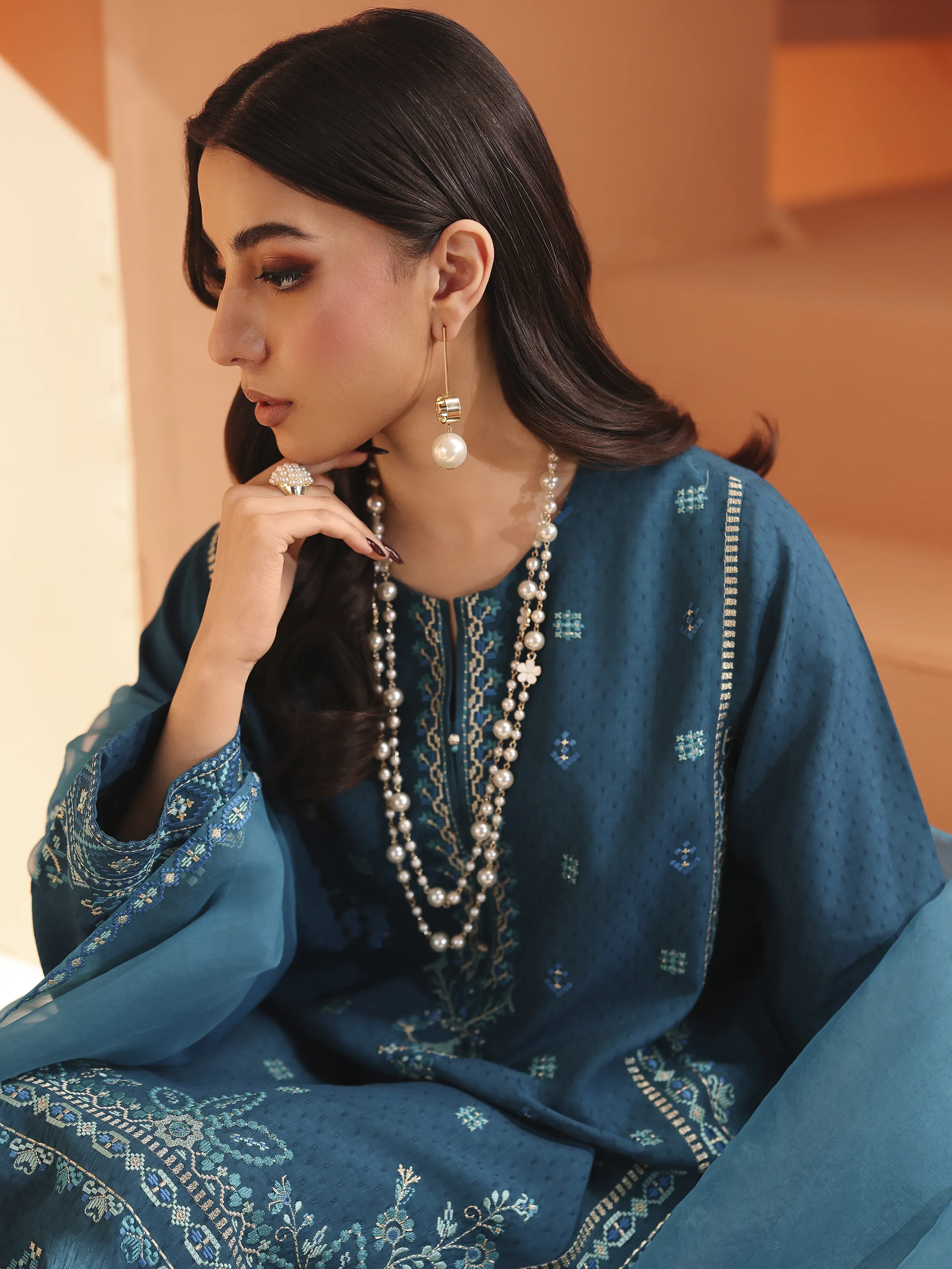 Pret Embroidered Viscose Suit - EWTKED6-84117-3P - Image 2
